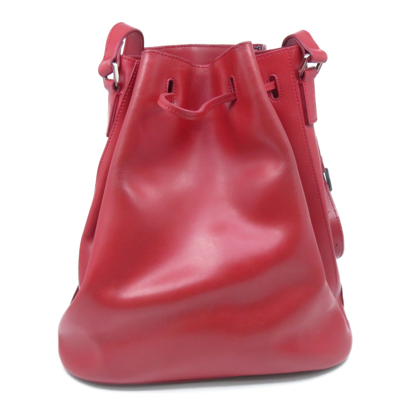 agnes b. 牛皮皮革Shoulder Bag銀扣肩背袋紅色