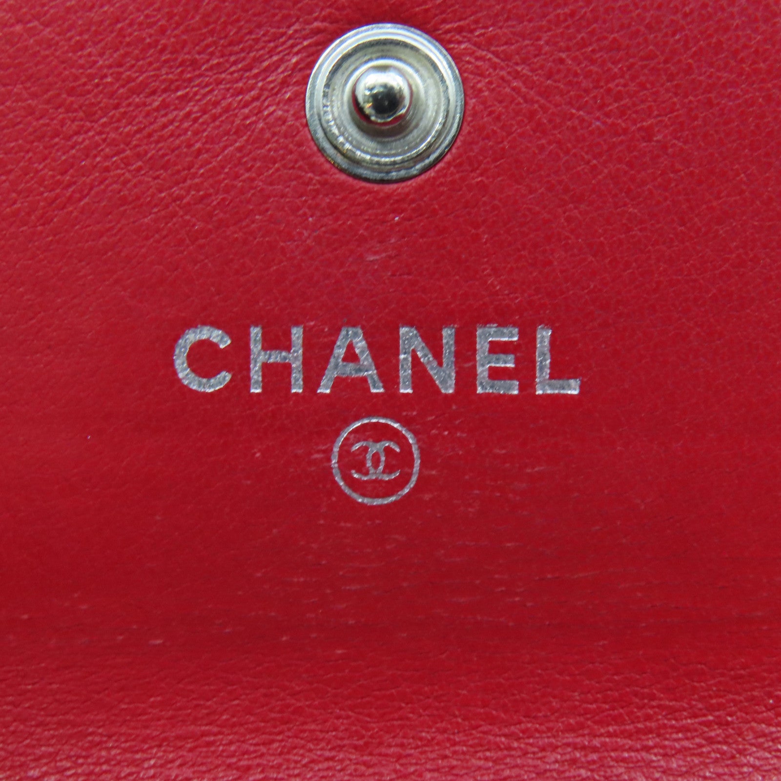 CHANEL 牛皮皮革Card Case银扣卡片套红色
