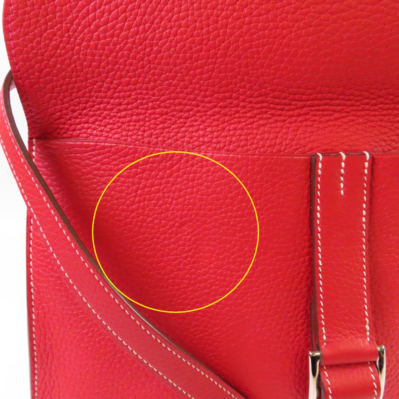 HERMES Clemence皮革Halzan 31 2Way Shoulder Bag銀扣手挽肩背兩用袋Q5 Rouge Casaque國旗紅色