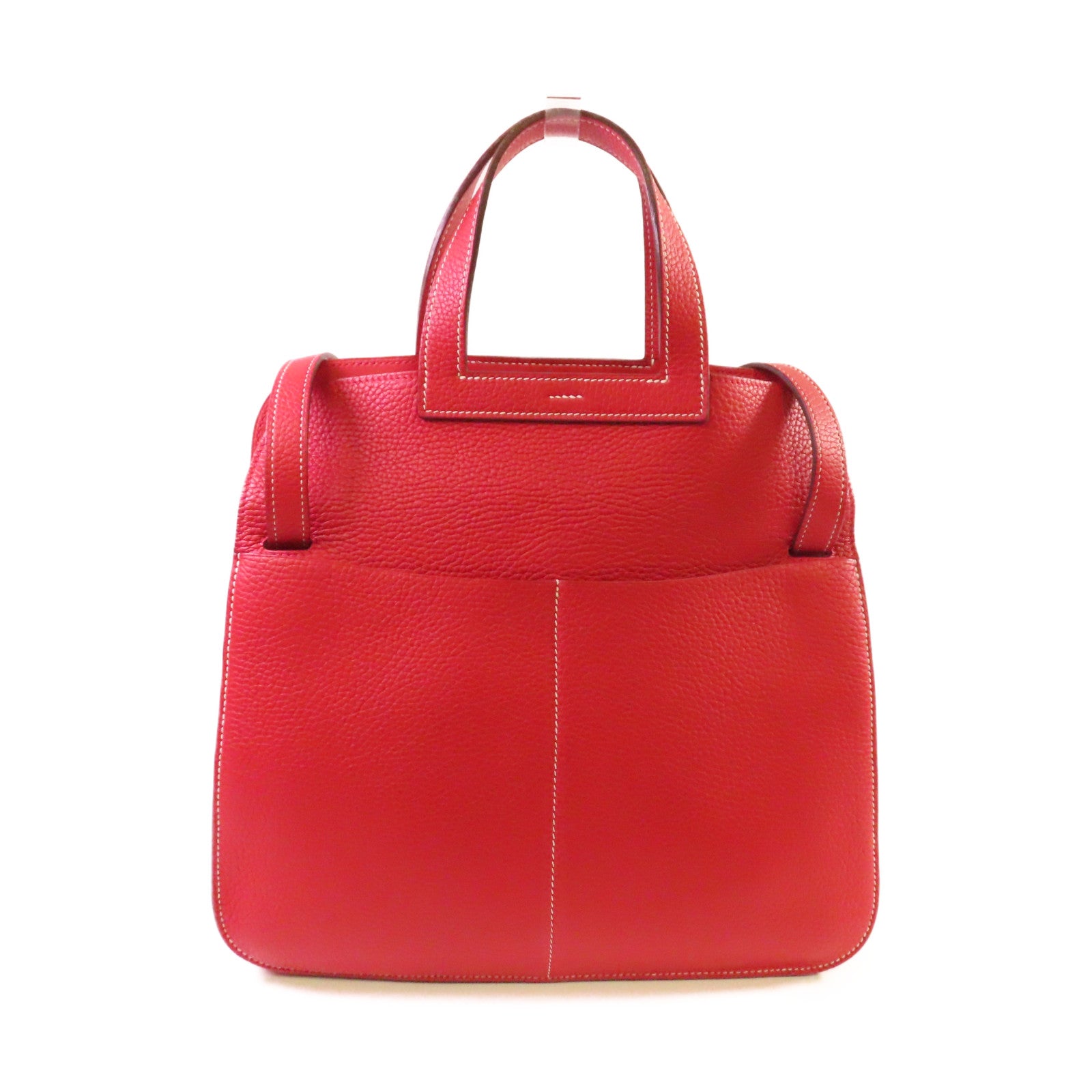 HERMES Clemence皮革Halzan 31 2Way Shoulder Bag銀扣手挽肩背兩用袋Q5 Rouge Casaque國旗紅色