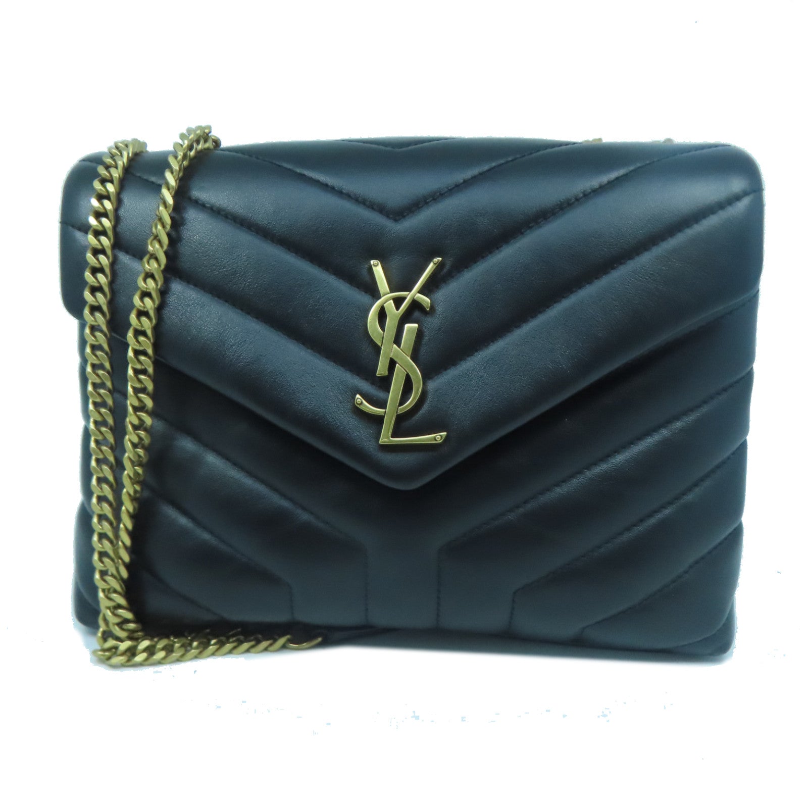 SAINT LAURENT 牛皮皮革Lou Lou金扣鏈帶肩背袋黑色