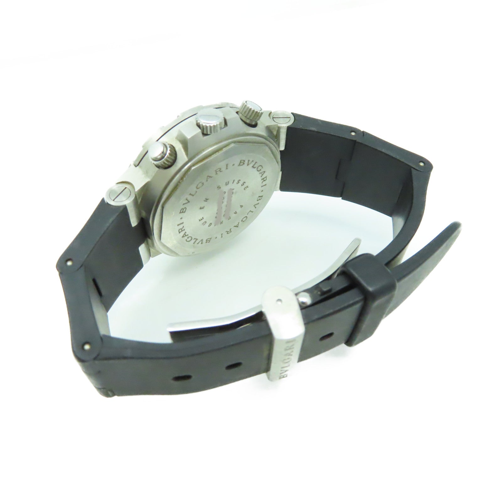 BVLGARI Diagono Fabrique En Suisse Watch不鏽鋼/橡膠帶自動機芯手錶白色/黑色