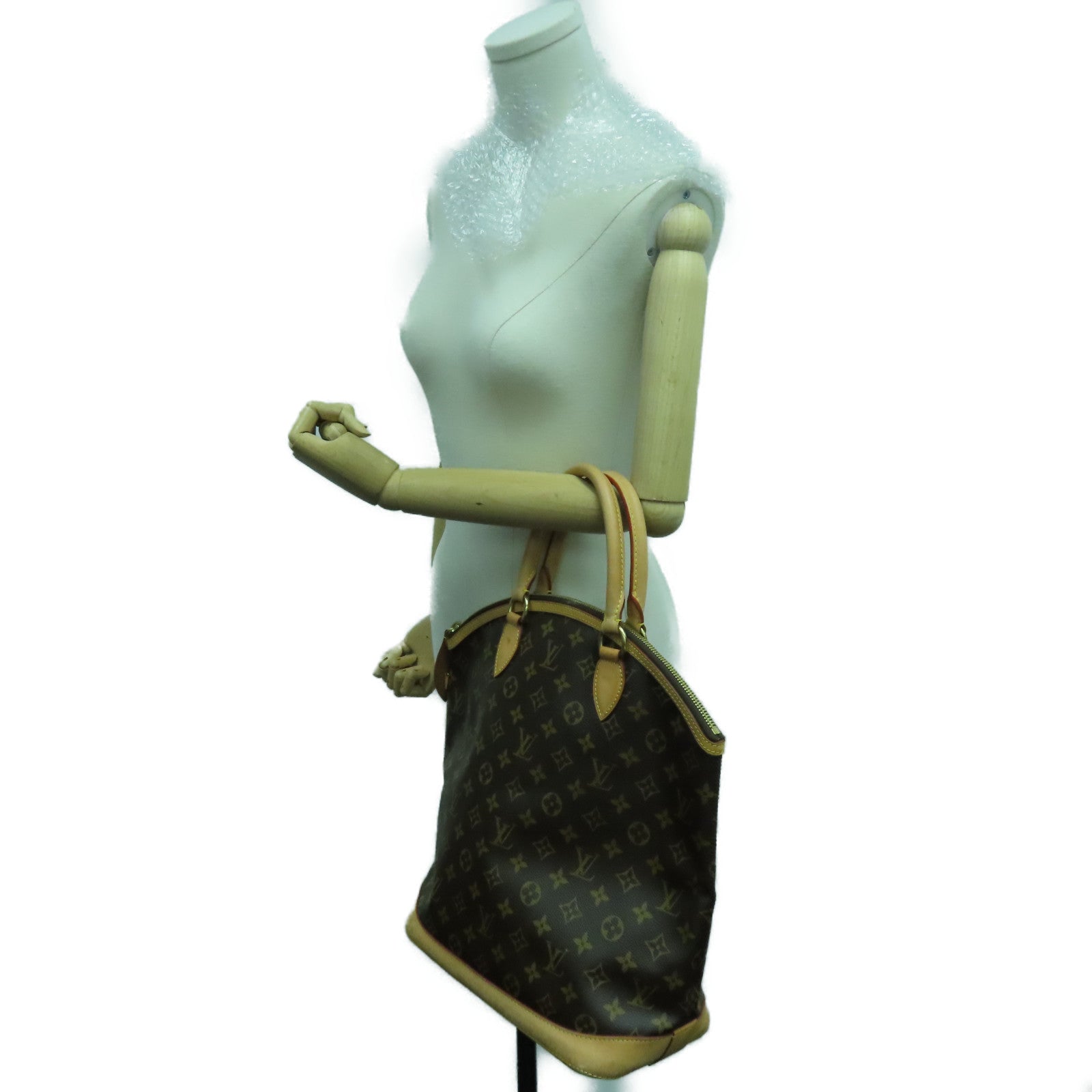 LOUIS VUITTON Monogram Lockit Vertical金扣手挽袋啡色