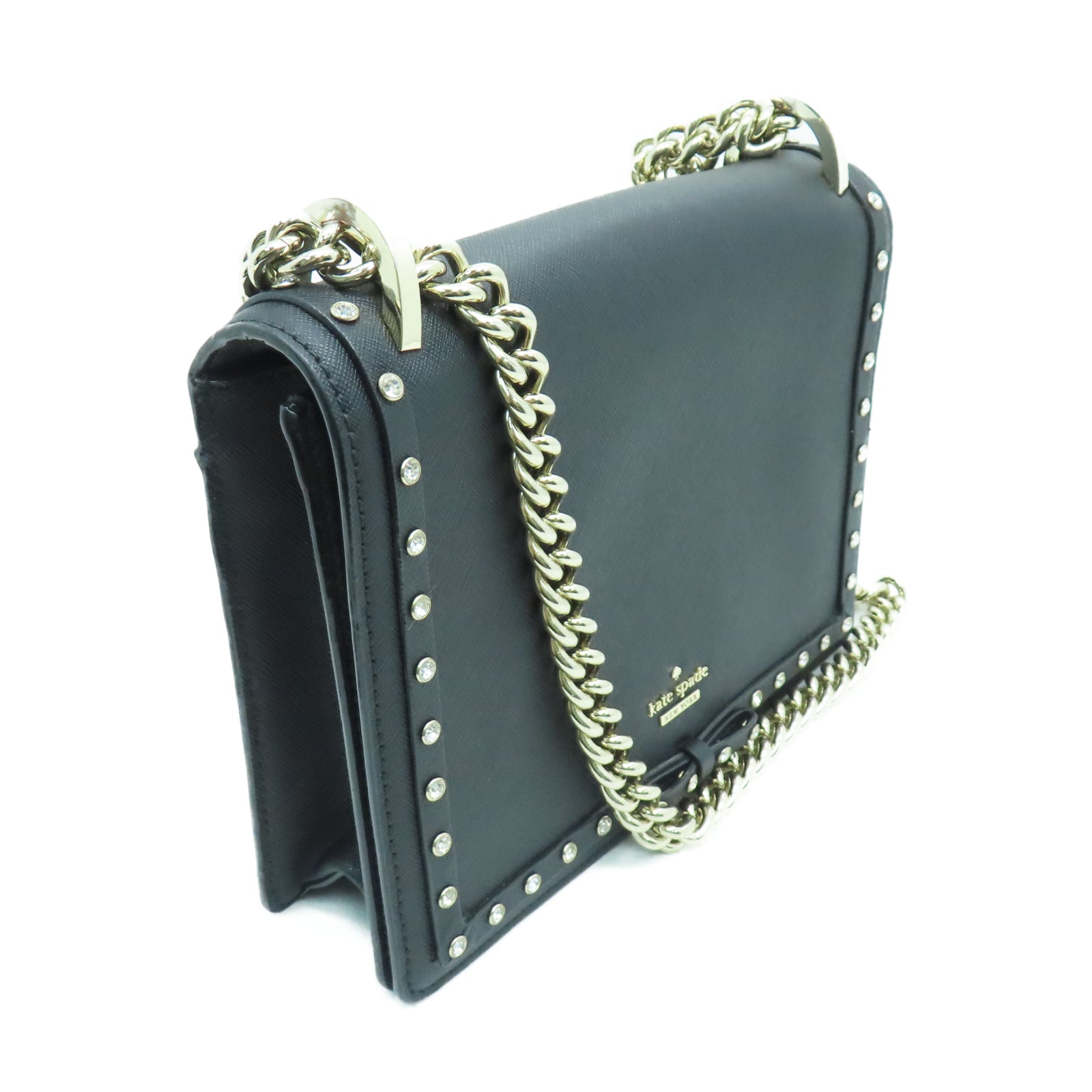 Kate Spade Coated Canvas Shoulder Bag Gold Buckle Chain Shoulder Bag Black