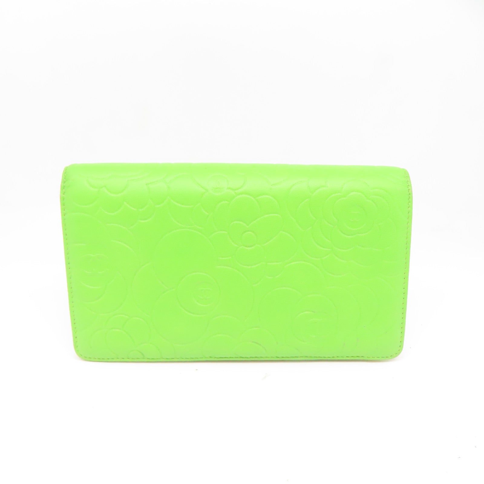 CHANEL 羊皮皮革Wallet金扣长钱包绿色