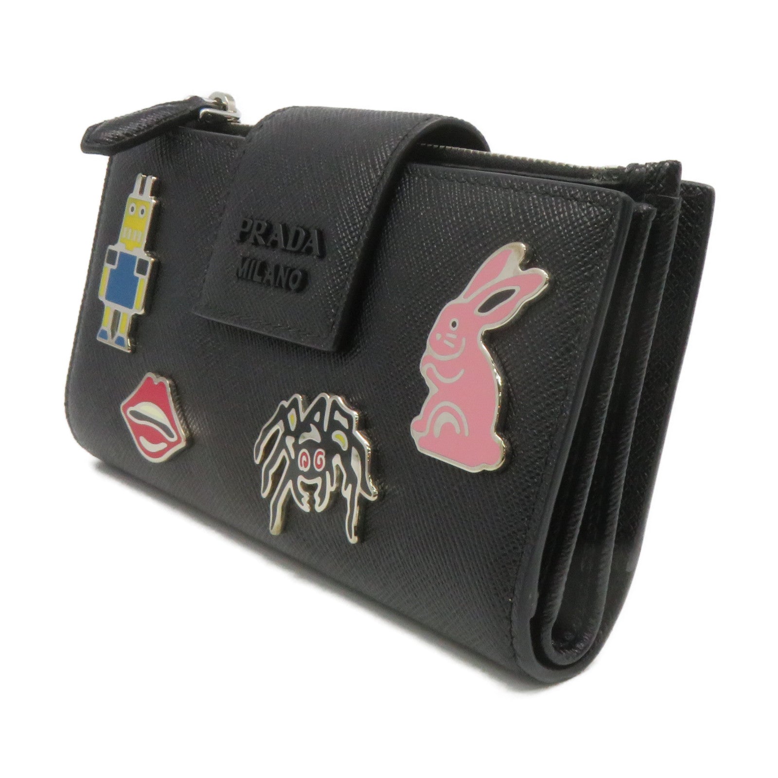 PRADA Saffiano Leather Middle Wallet Black