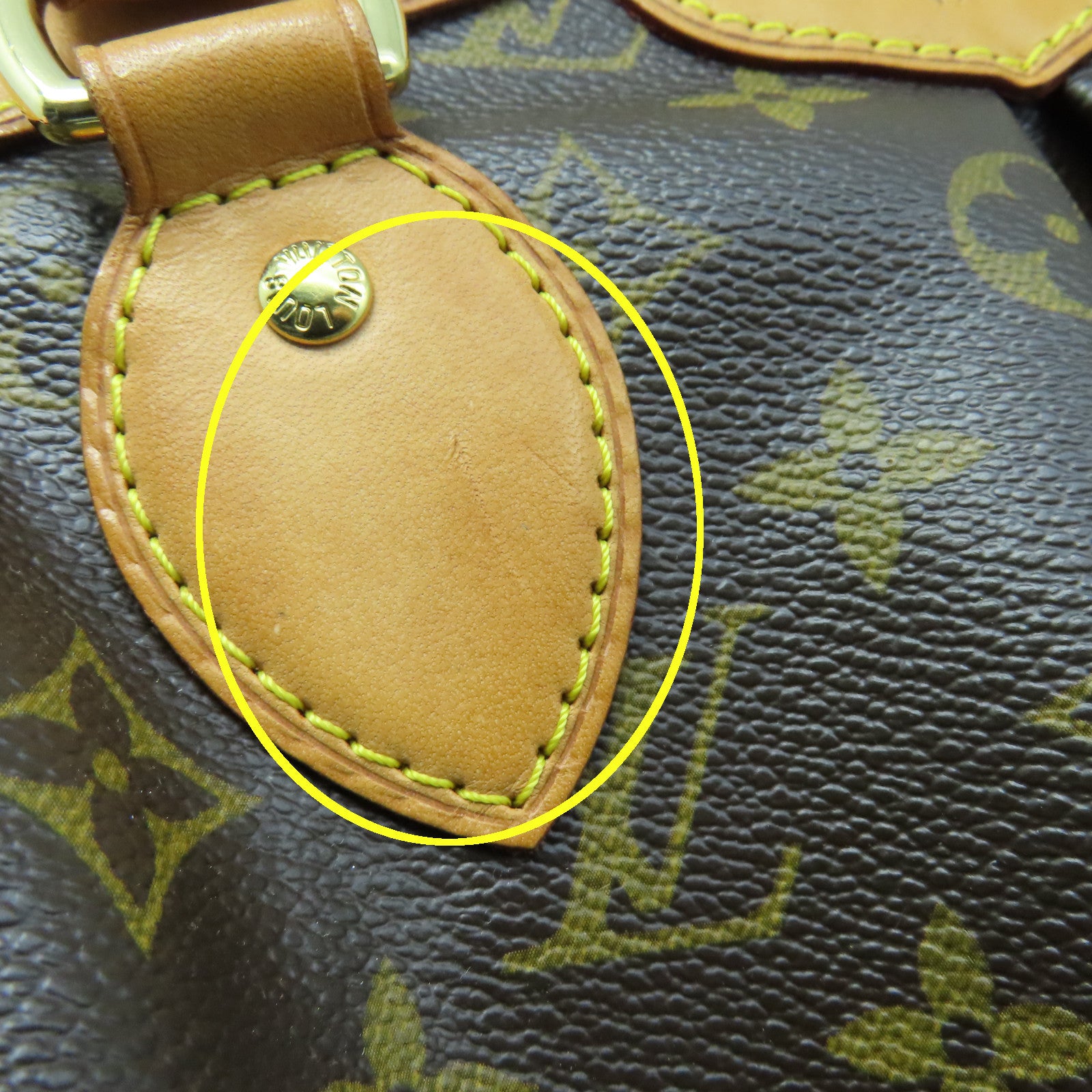LOUIS VUITTON Monogram Tivoli PM Gold Buckle Handle Bag Brown