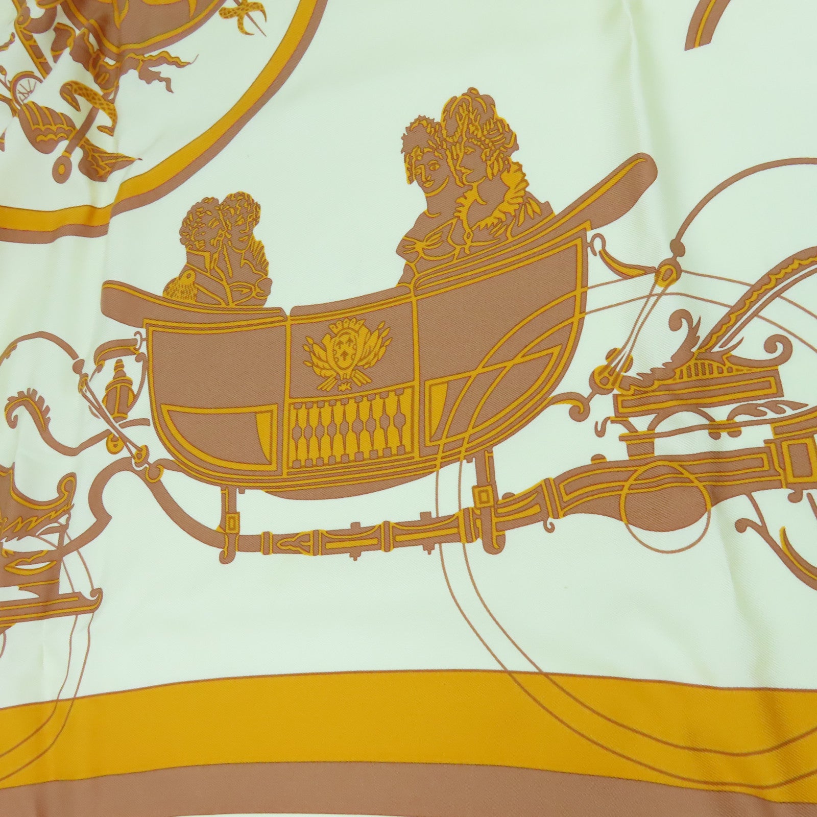 HERMES 絲質Scarf絲巾杏色/啡色/金色