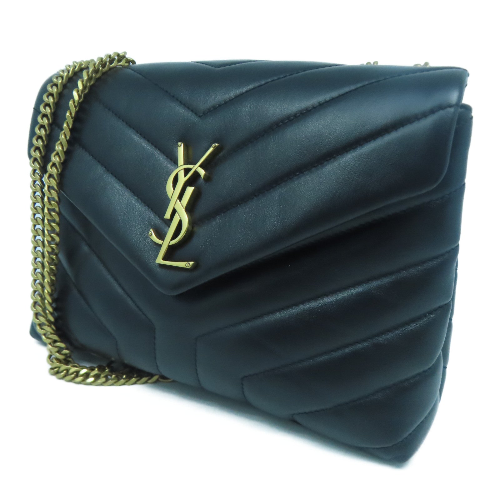 SAINT LAURENT 牛皮皮革Lou Lou金扣鏈帶肩背袋黑色