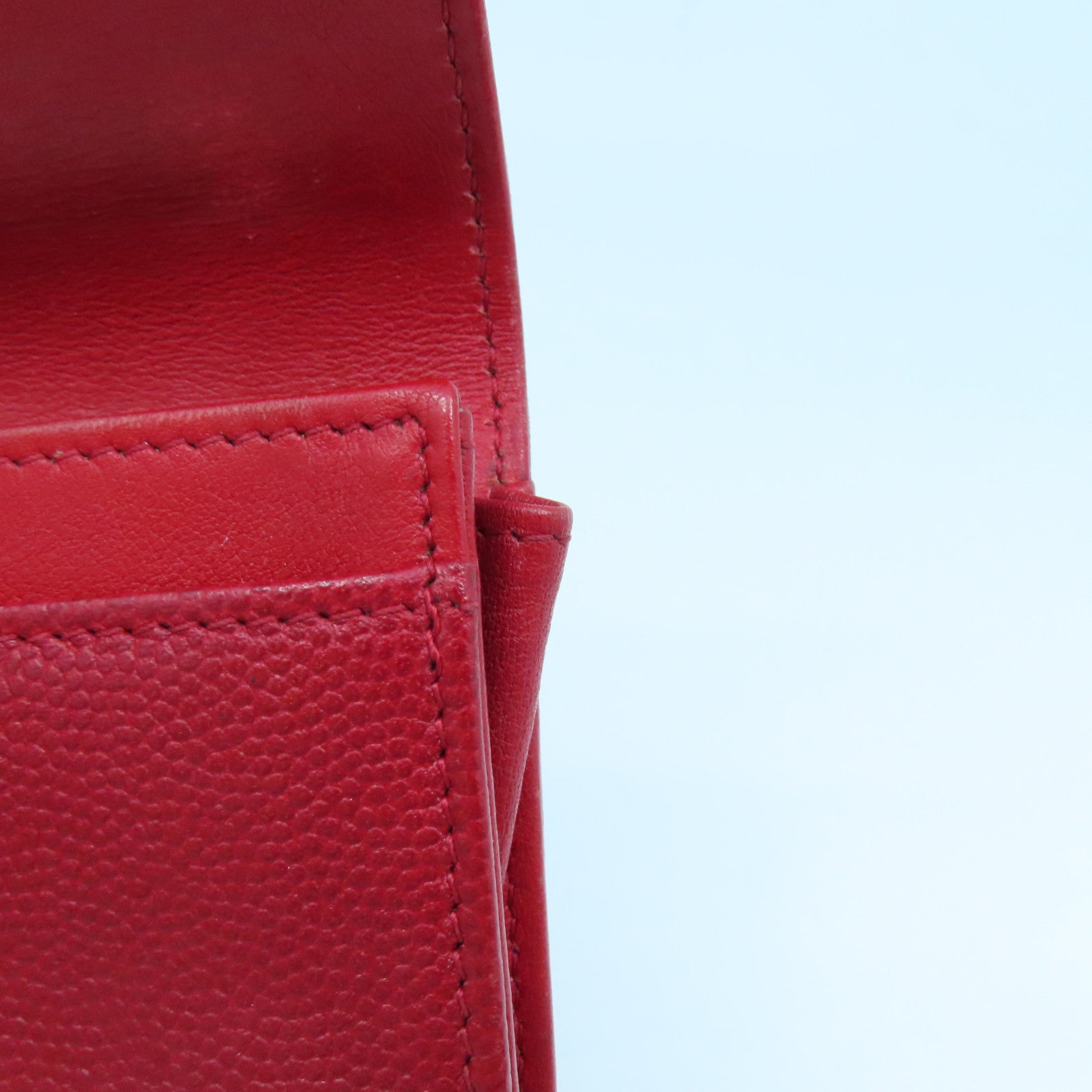 CHANEL 牛皮皮革Card Case银扣卡片套红色