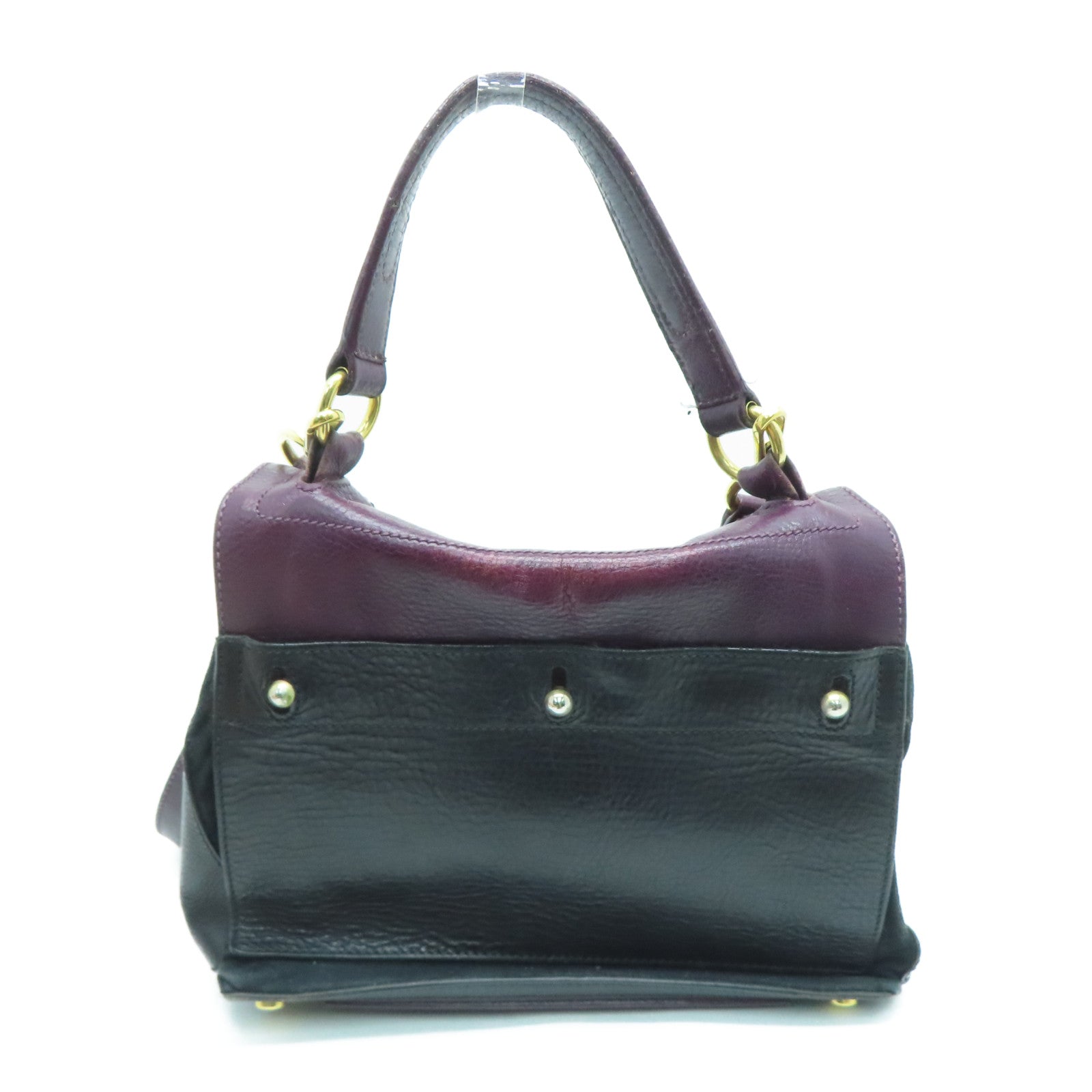 YVES SAINT LAURENT 【激減優惠】牛皮皮革Shoulder Bag手挽肩背兩用袋紫色/黑色
