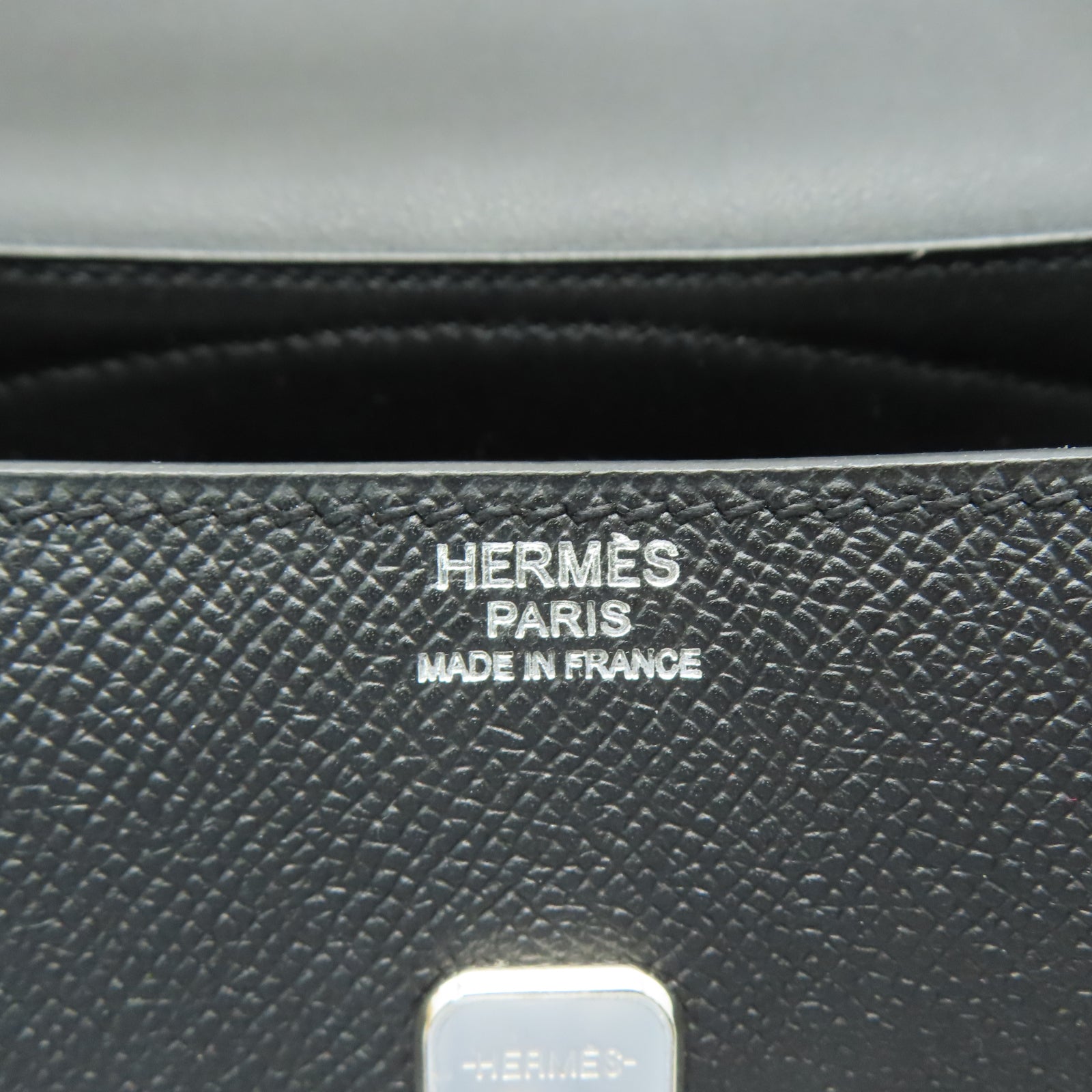 HERMES Swift皮革/Epsom皮革Harnais銀扣肩背袋黑色