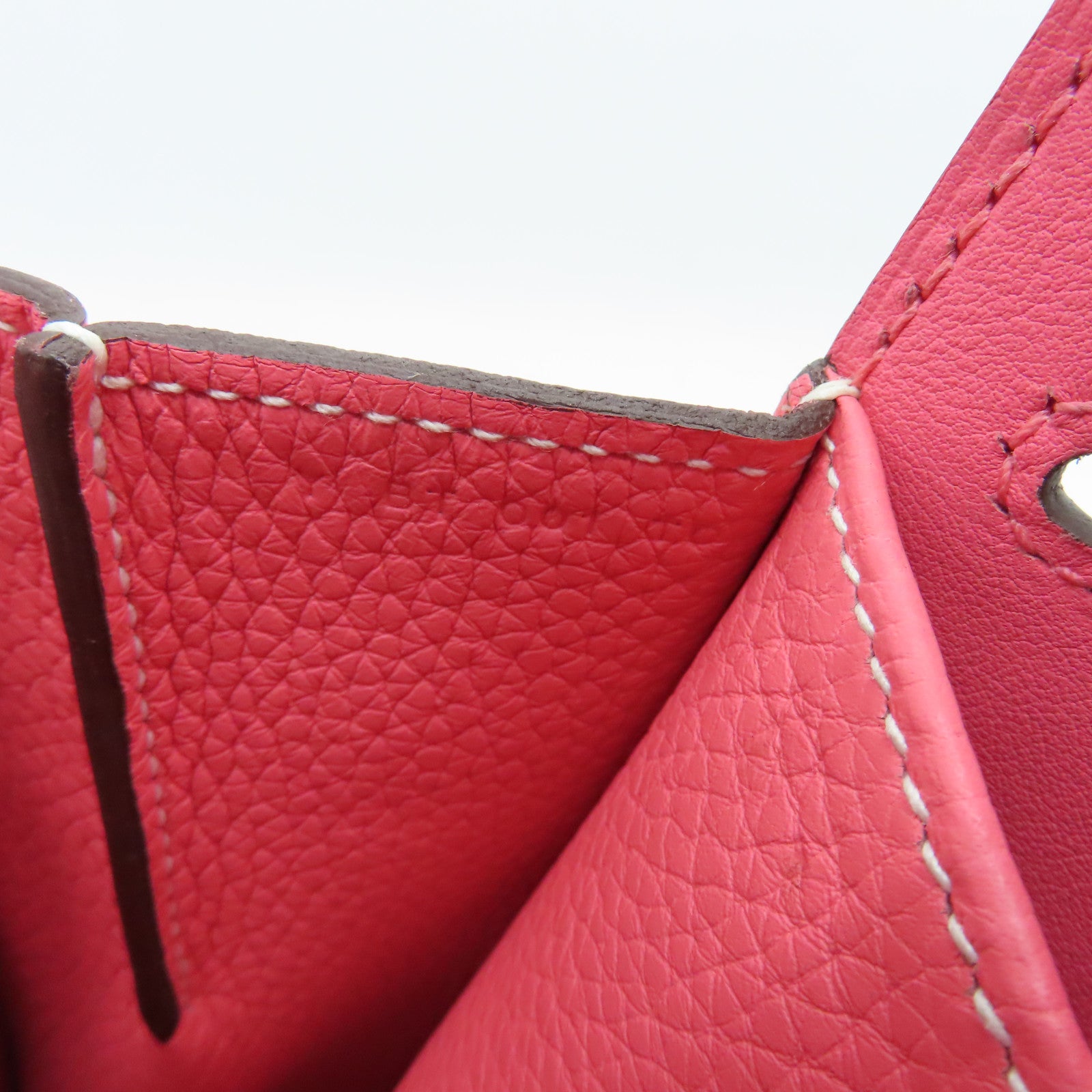 HERMES Clemence Leather Halzan 31 Silver Buckle Handle Shoulder Bag Rose Azalee Pink