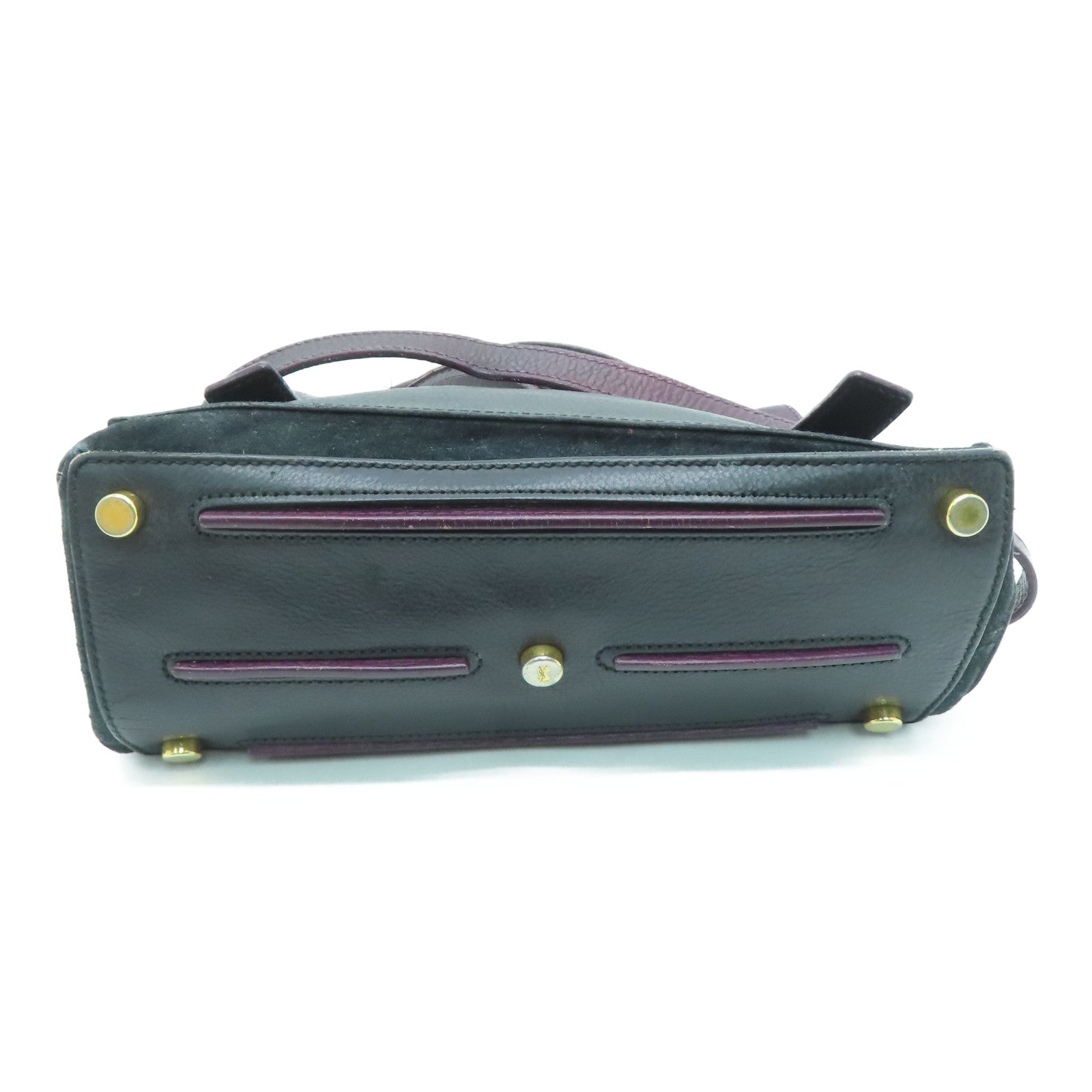 YVES SAINT LAURENT 【激減優惠】牛皮皮革Shoulder Bag手挽肩背兩用袋紫色/黑色