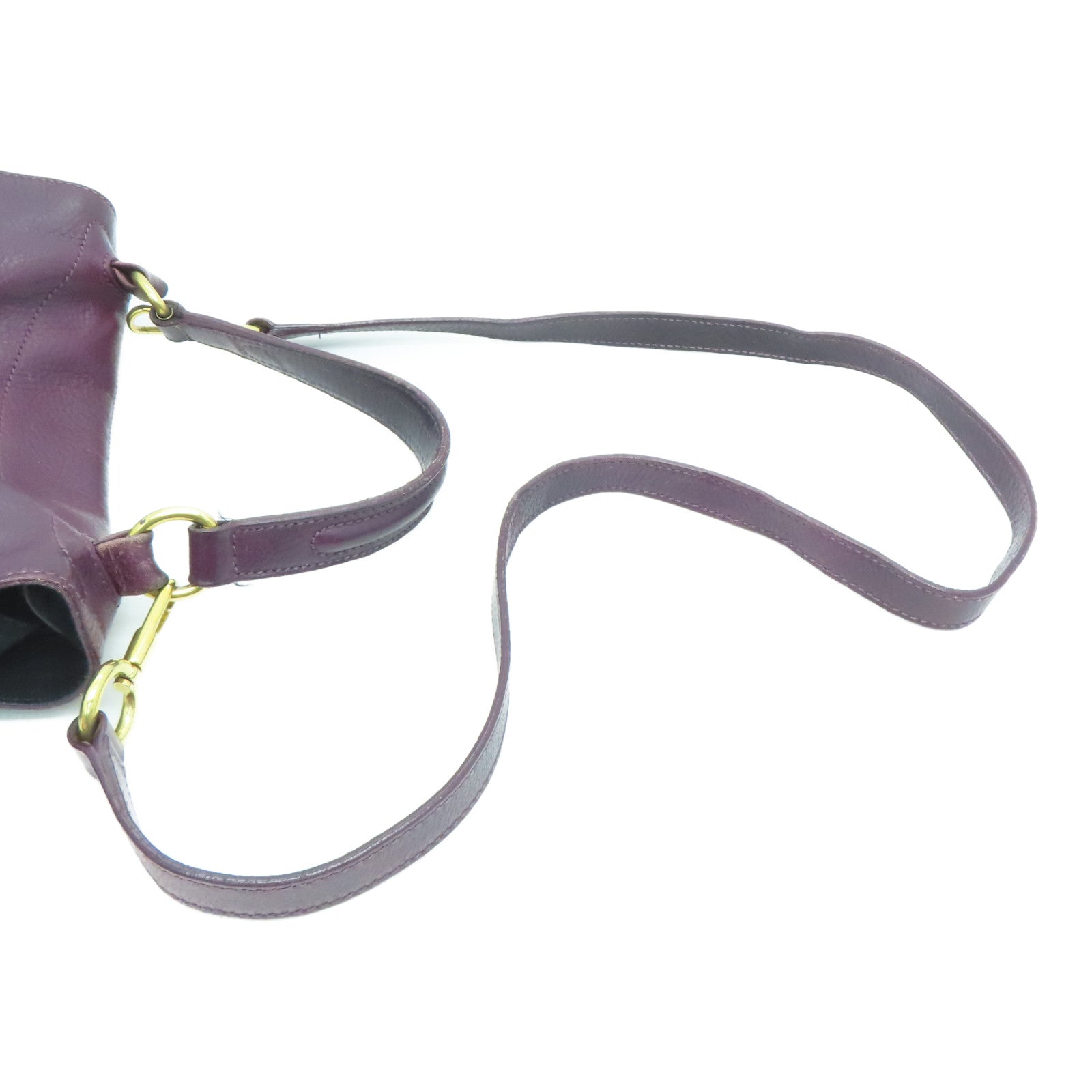 YVES SAINT LAURENT 【激減優惠】牛皮皮革Shoulder Bag手挽肩背兩用袋紫色/黑色