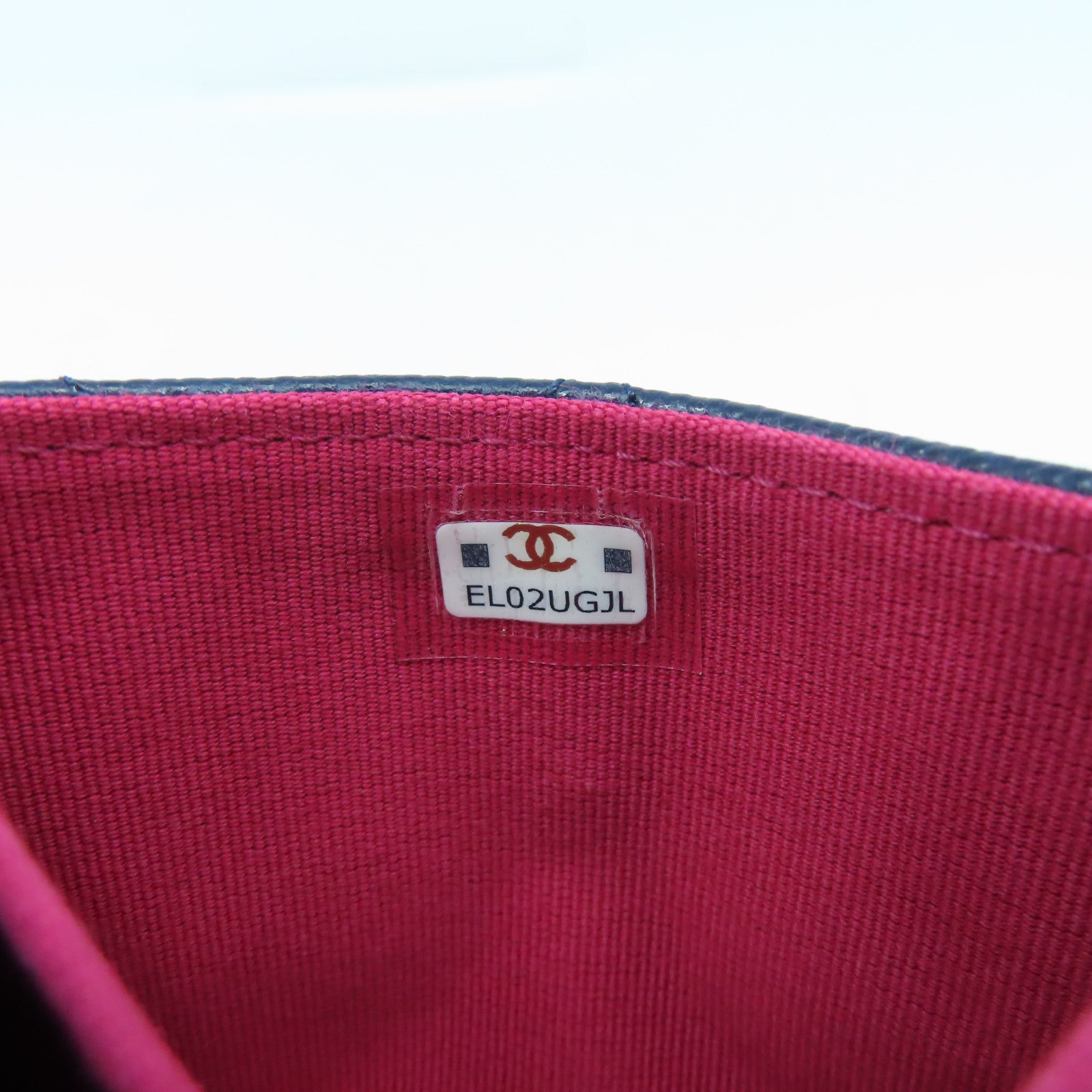 CHANEL 菱格牛皮皮革Card Case金扣卡片套深藍色