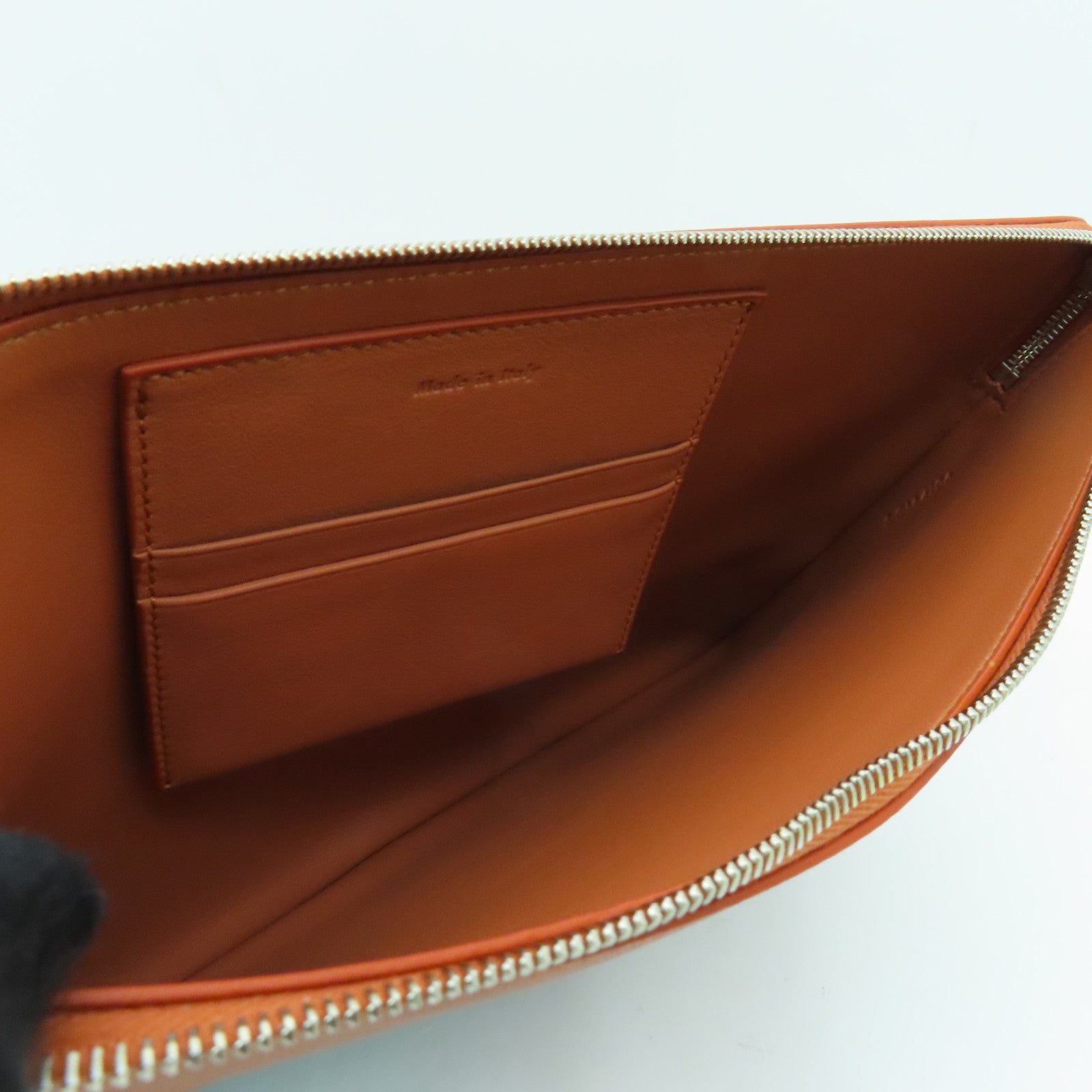 CELINE 【激減優惠】皮革Clutch Bag銀扣手拿包啡色/黑色