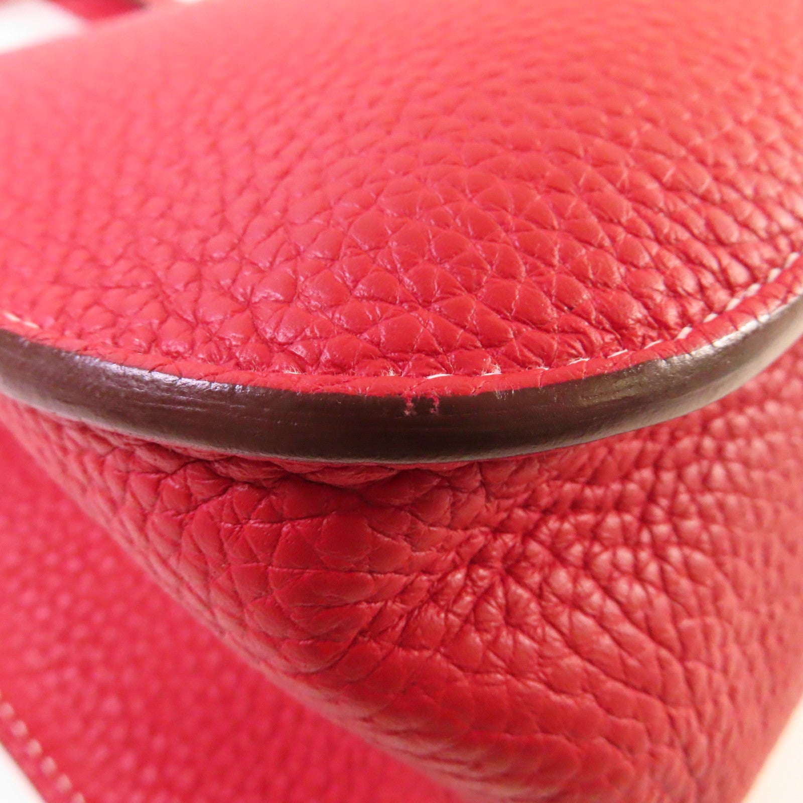 HERMES Clemence皮革Halzan 31 2Way Shoulder Bag銀扣手挽肩背兩用袋Q5 Rouge Casaque國旗紅色