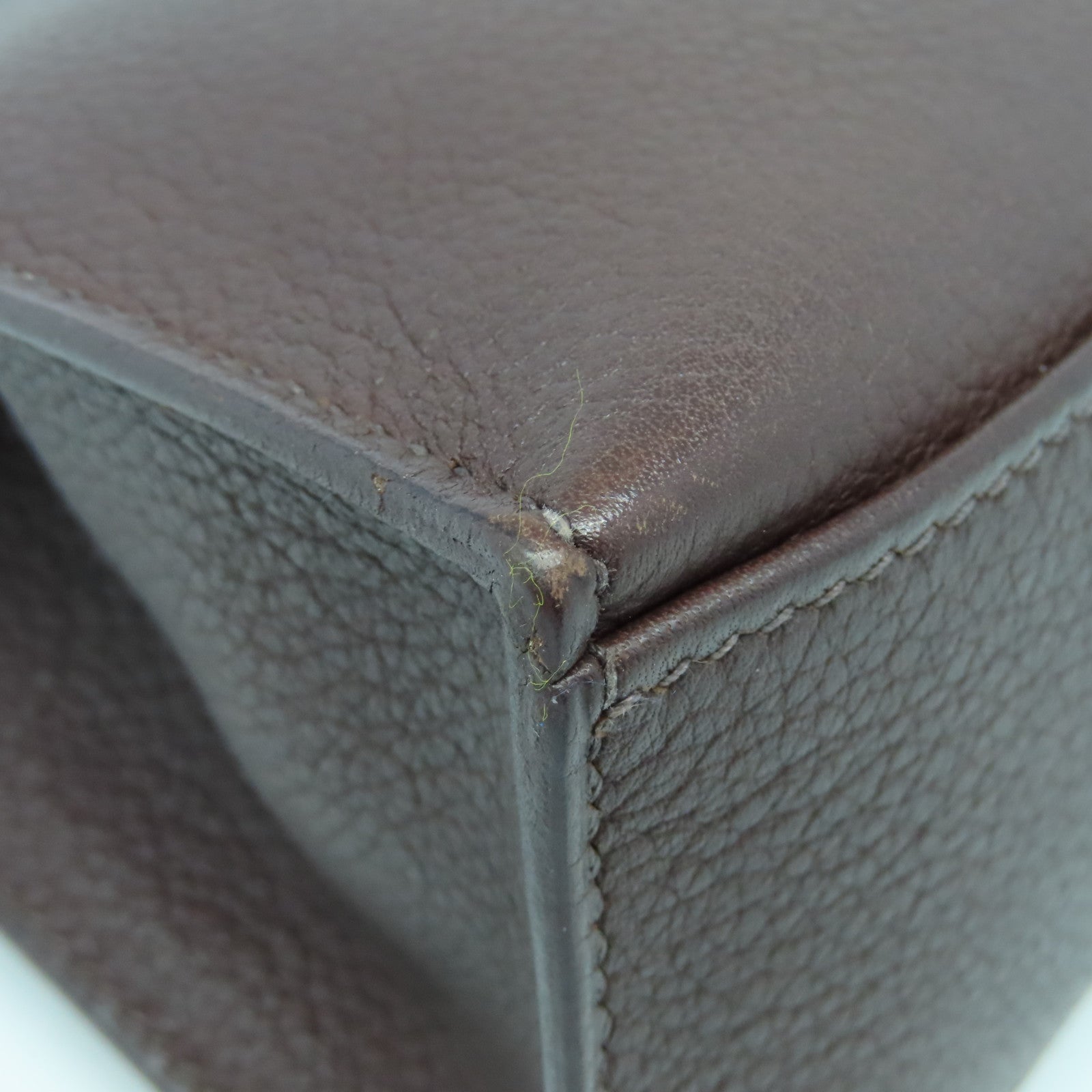 HERMES Evergrain皮革Kelly Pochette銀扣手拿包Havane啡色