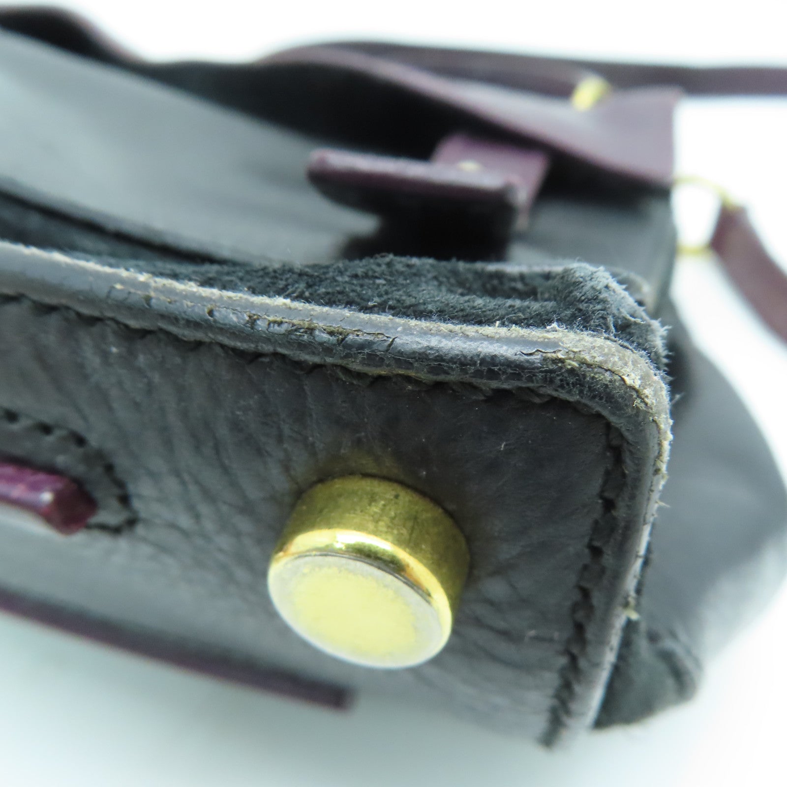 YVES SAINT LAURENT 【激減優惠】牛皮皮革Shoulder Bag手挽肩背兩用袋紫色/黑色