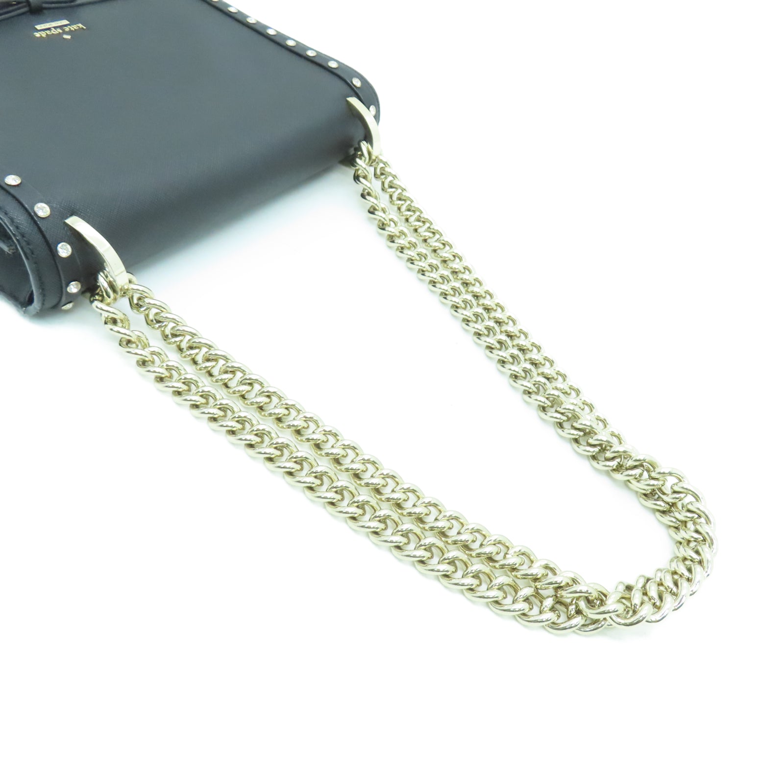 Kate Spade 塗層帆布Shoulder Bag金扣鏈帶肩背袋黑色