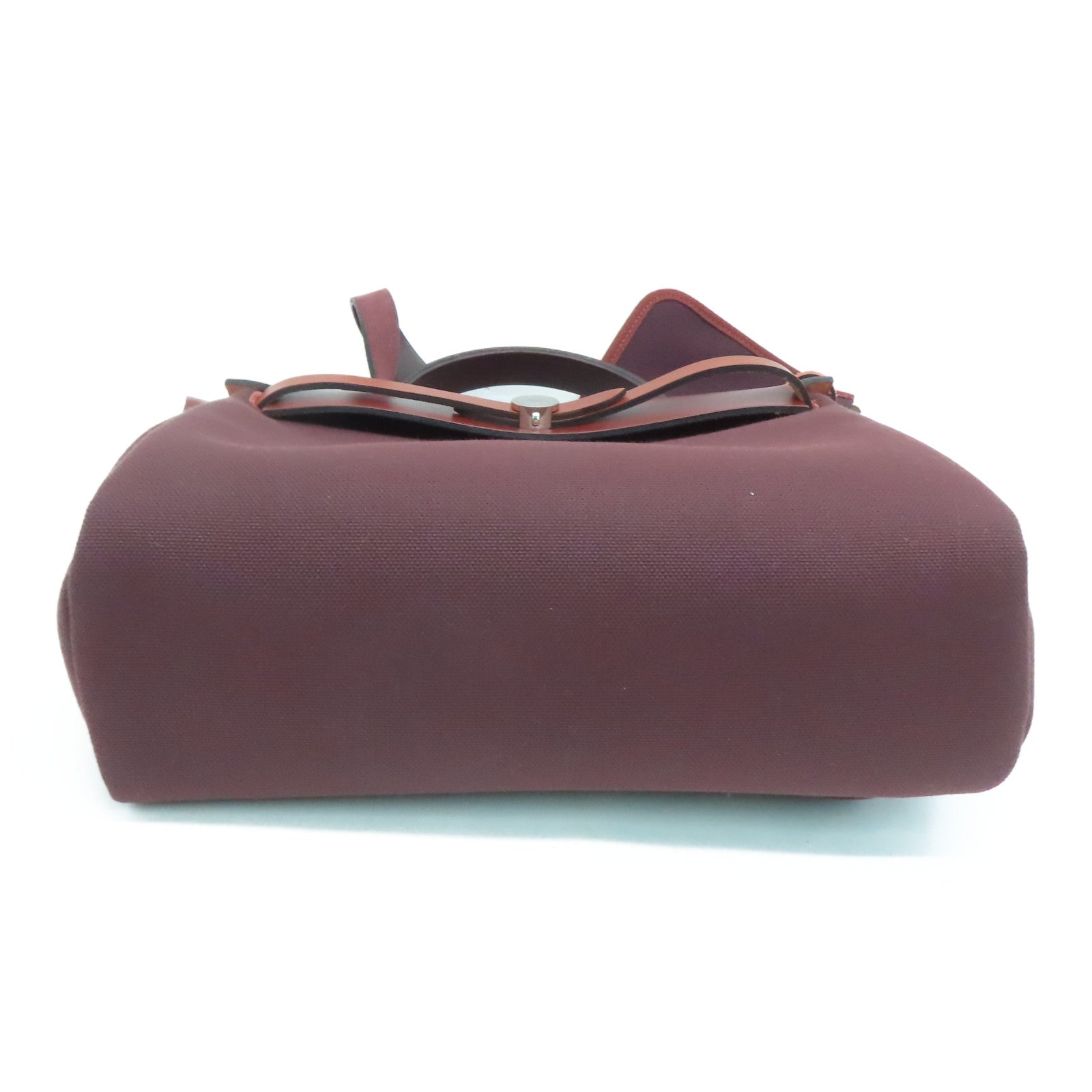 HERMES canvas Herbag PM silver buckle handle shoulder bag Rouge H/Rouge Sellie
