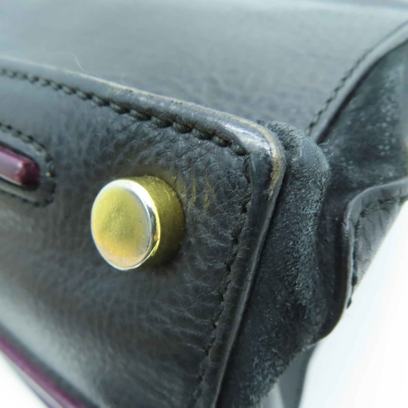 YVES SAINT LAURENT 【激減優惠】牛皮皮革Shoulder Bag手挽肩背兩用袋紫色/黑色