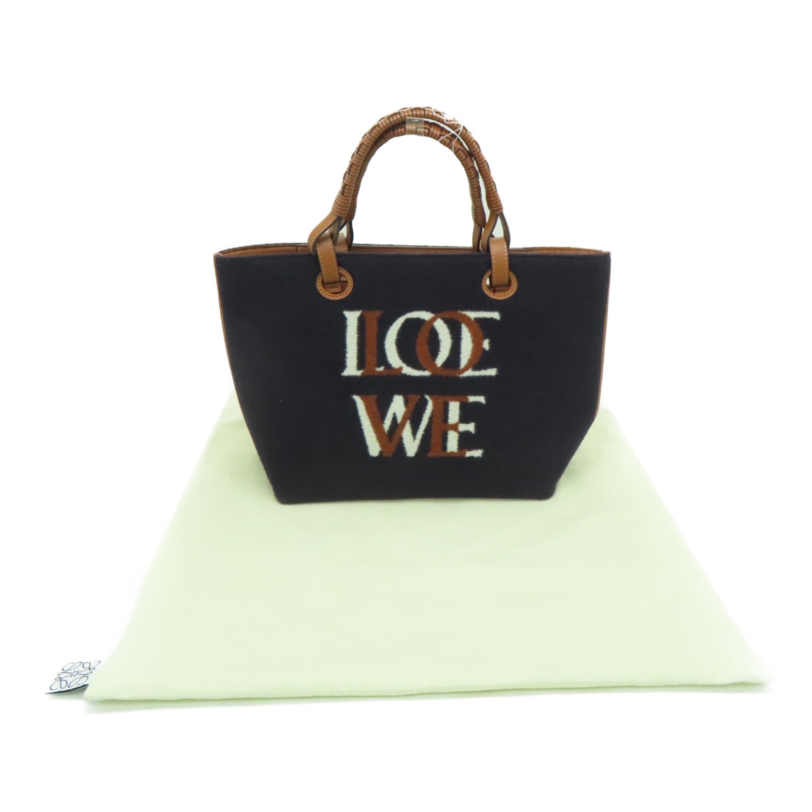 LOEWE Velvet/Cow Leather Anagram Shoulder Bag Black/Brown