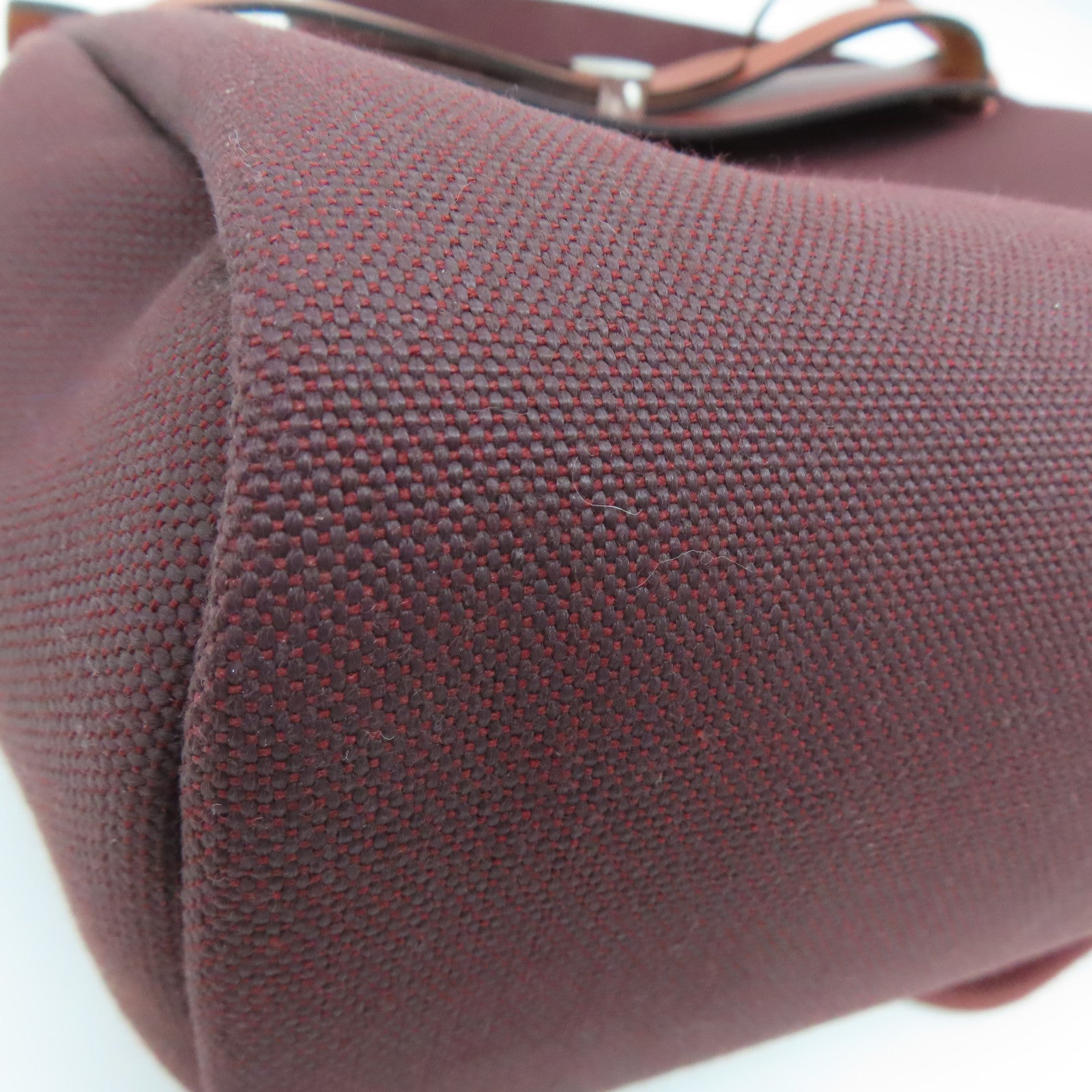 HERMES canvas Herbag PM silver buckle handle shoulder bag Rouge H/Rouge Sellie
