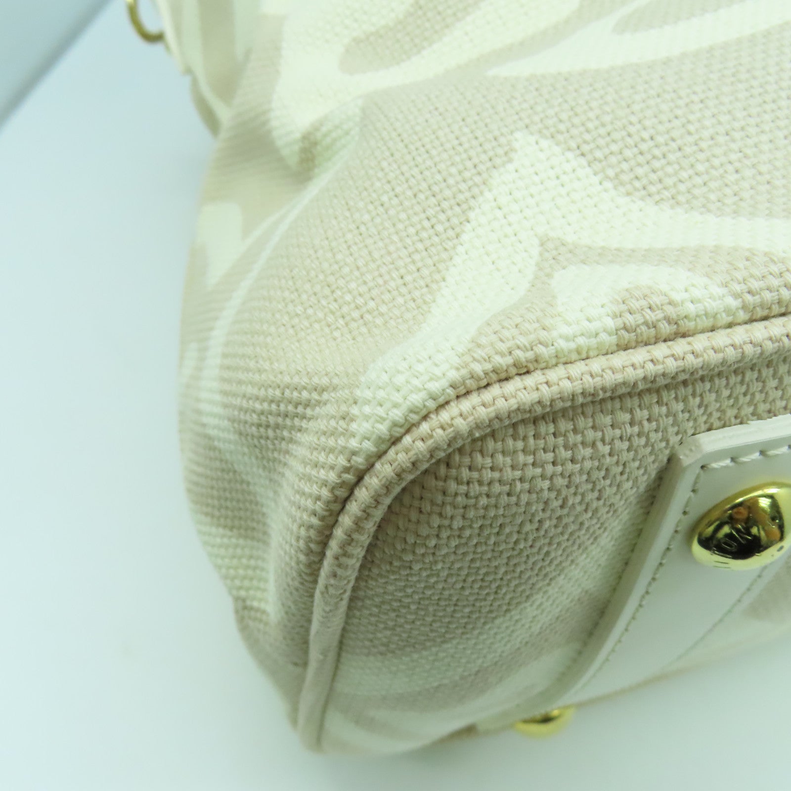 LOUIS VUITTON 帆布/皮革Tahitienne PM金扣手挽袋米色