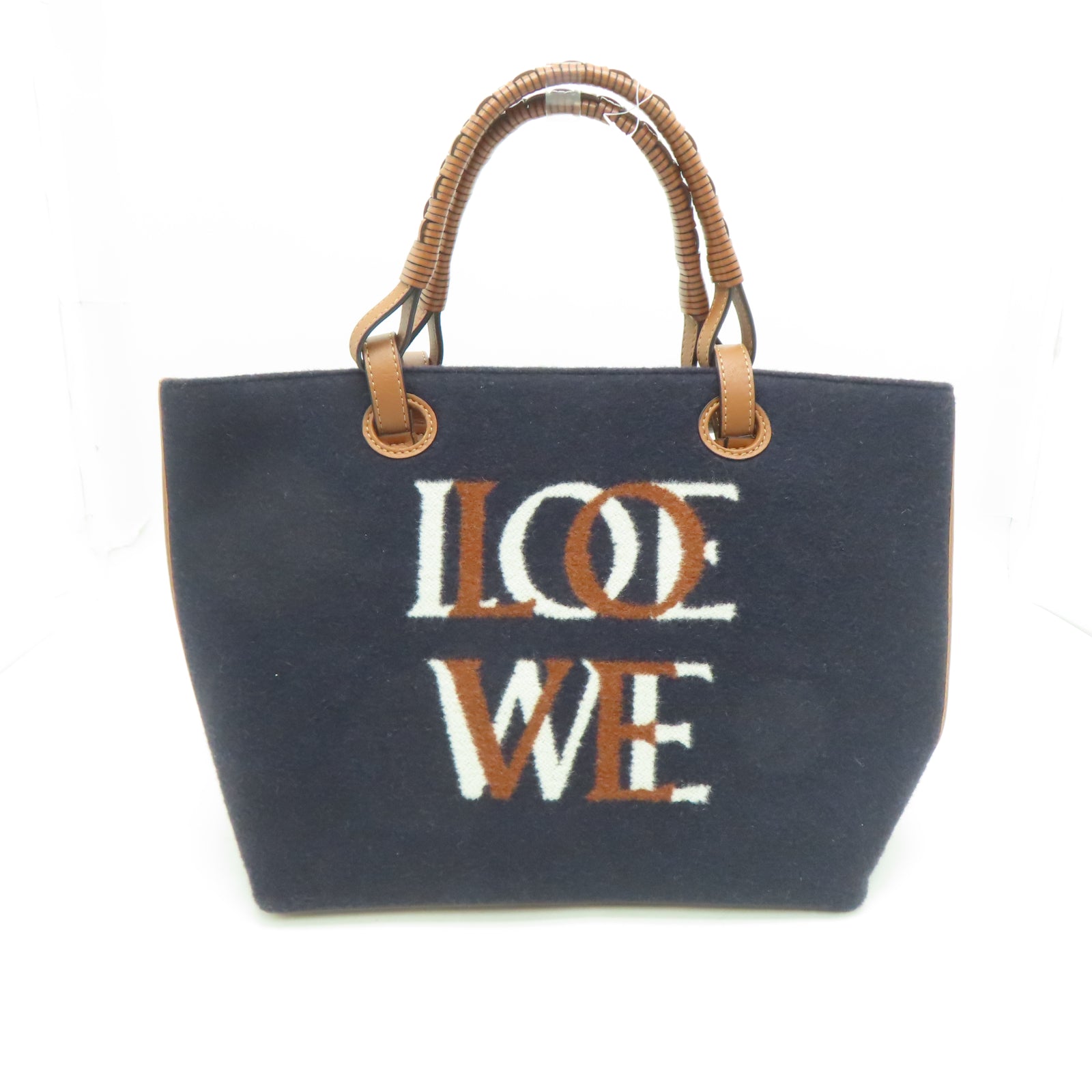 LOEWE Velvet/Cow Leather Anagram Shoulder Bag Black/Brown