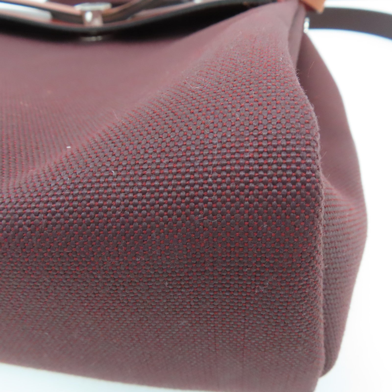 HERMES canvas Herbag PM silver buckle handle shoulder bag Rouge H/Rouge Sellie
