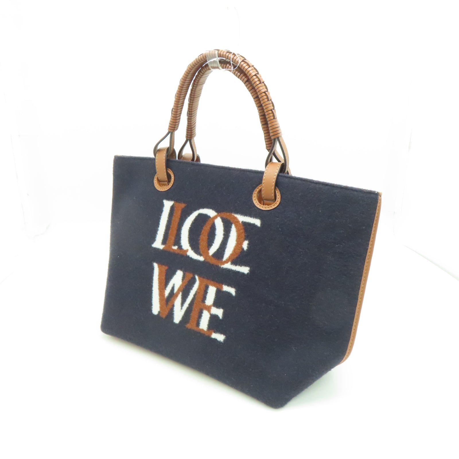 LOEWE Velvet/Cow Leather Anagram Shoulder Bag Black/Brown