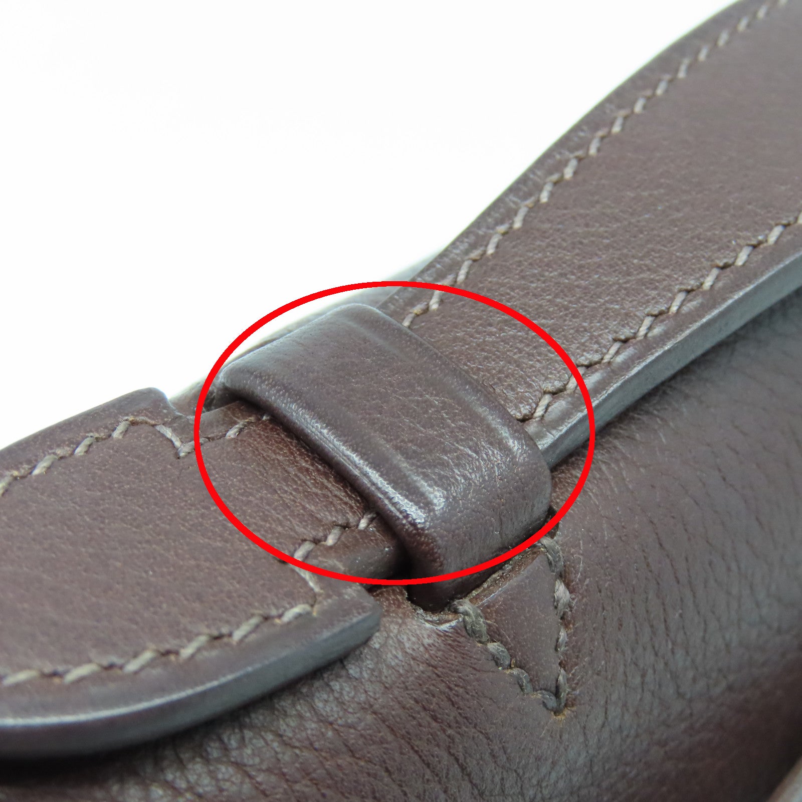 HERMES Evergrain皮革Kelly Pochette銀扣手拿包Havane啡色