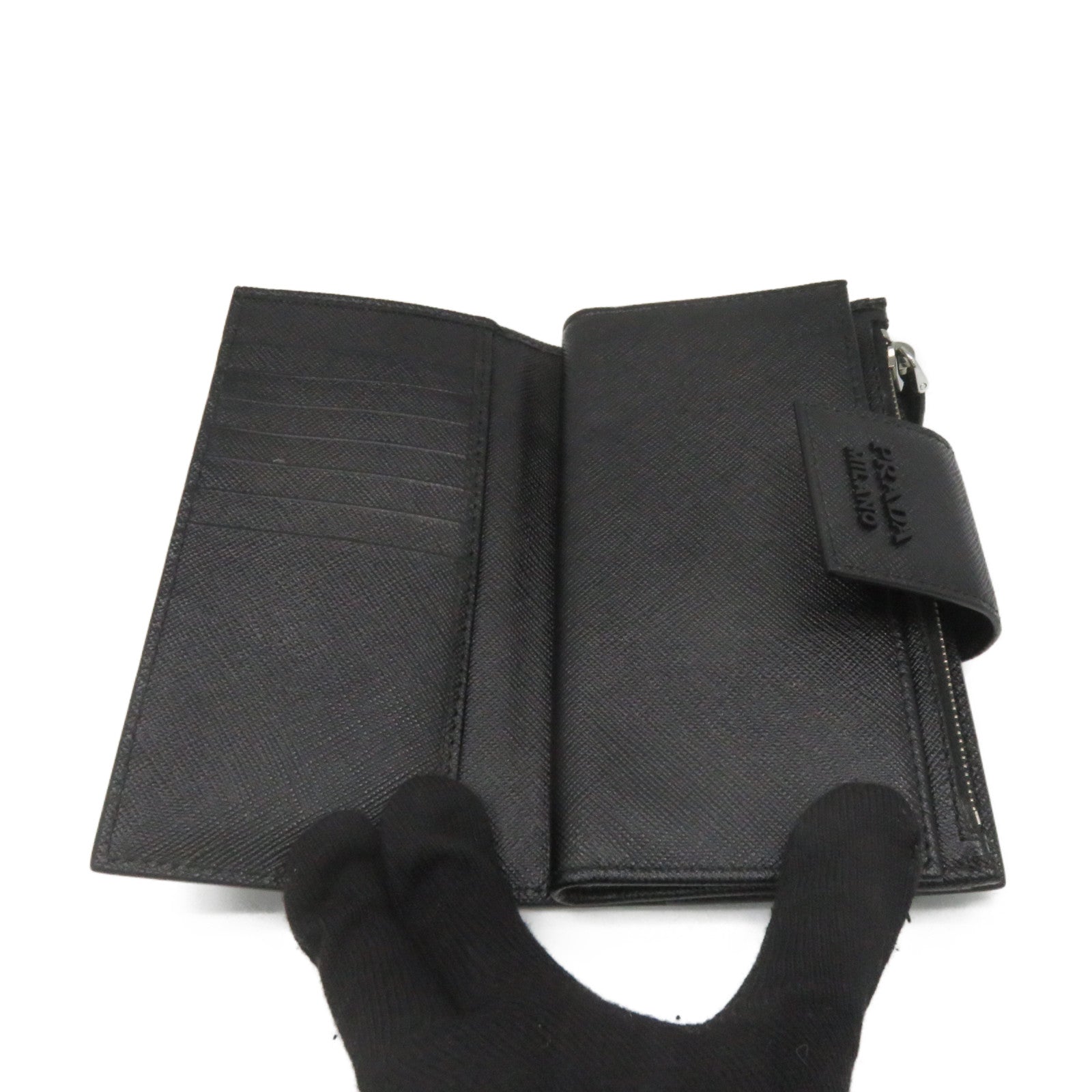 PRADA Saffiano Leather Middle Wallet Black