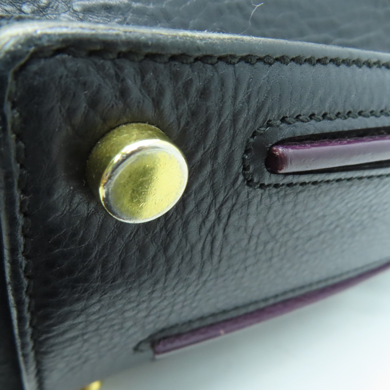 YVES SAINT LAURENT 【激減優惠】牛皮皮革Shoulder Bag手挽肩背兩用袋紫色/黑色