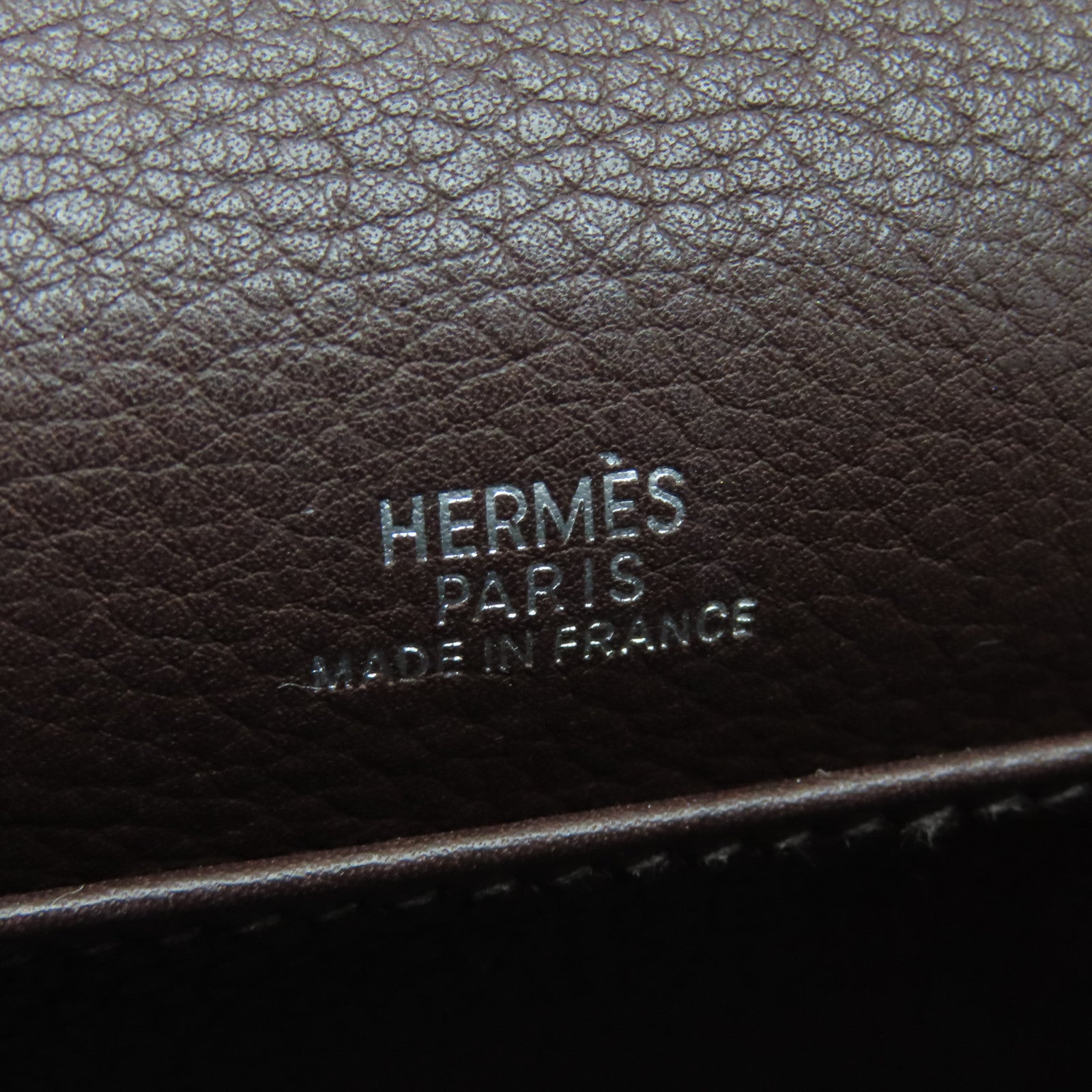 HERMES Evergrain皮革Kelly Pochette銀扣手拿包Havane啡色