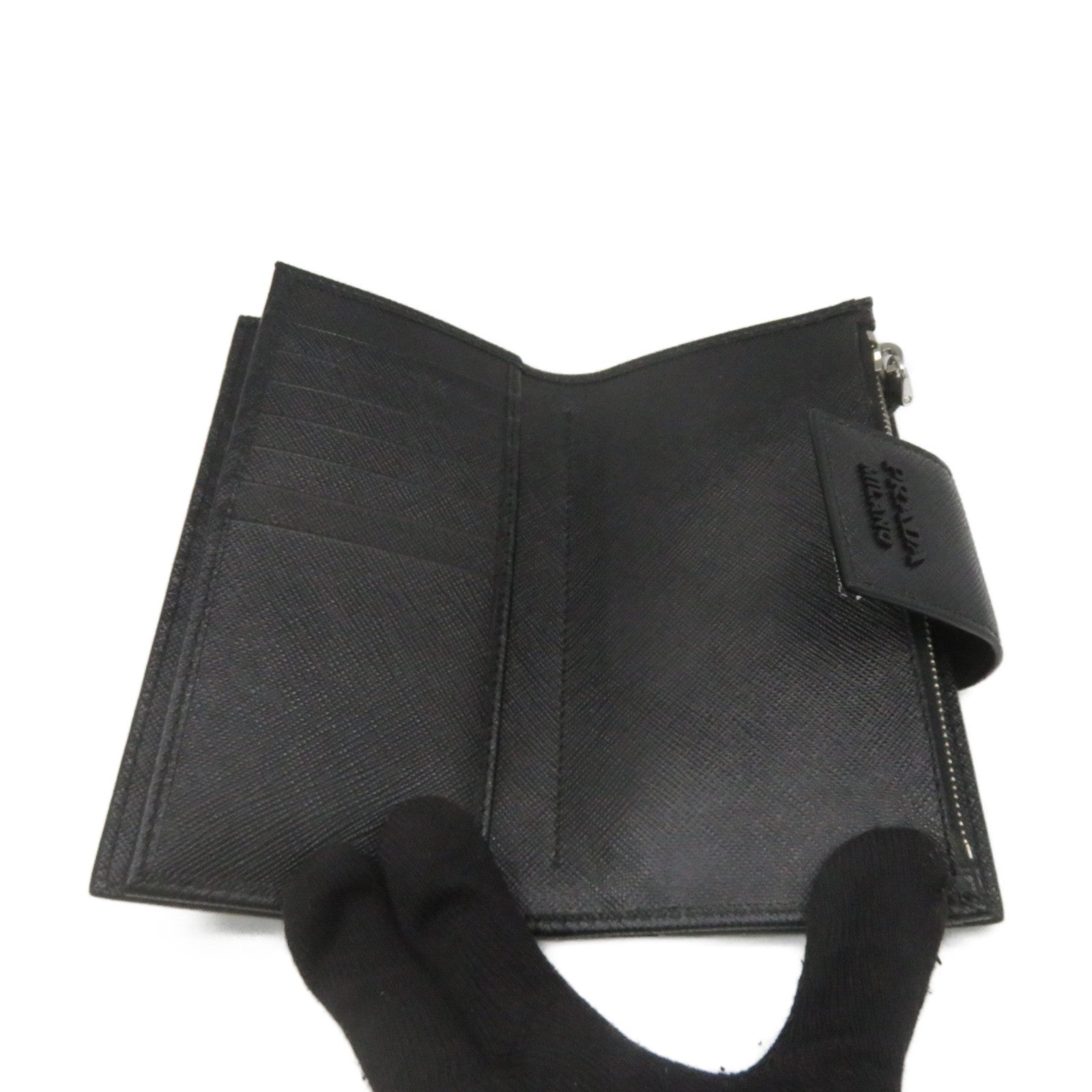 PRADA Saffiano Leather Middle Wallet Black