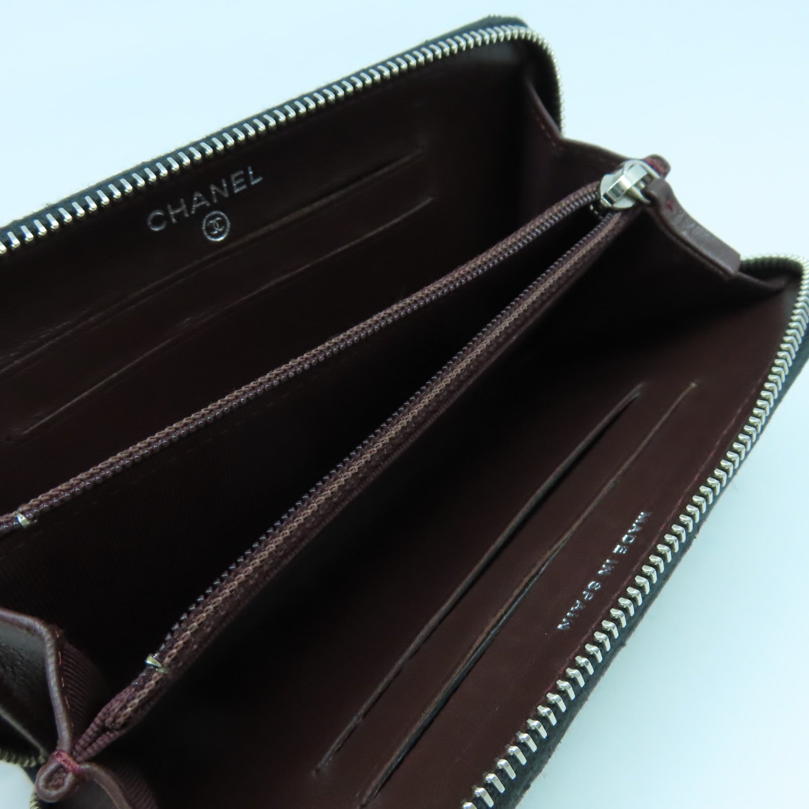 CHANEL 羊皮皮革Coin Case/Card Case銀扣零錢包/卡片套黑色