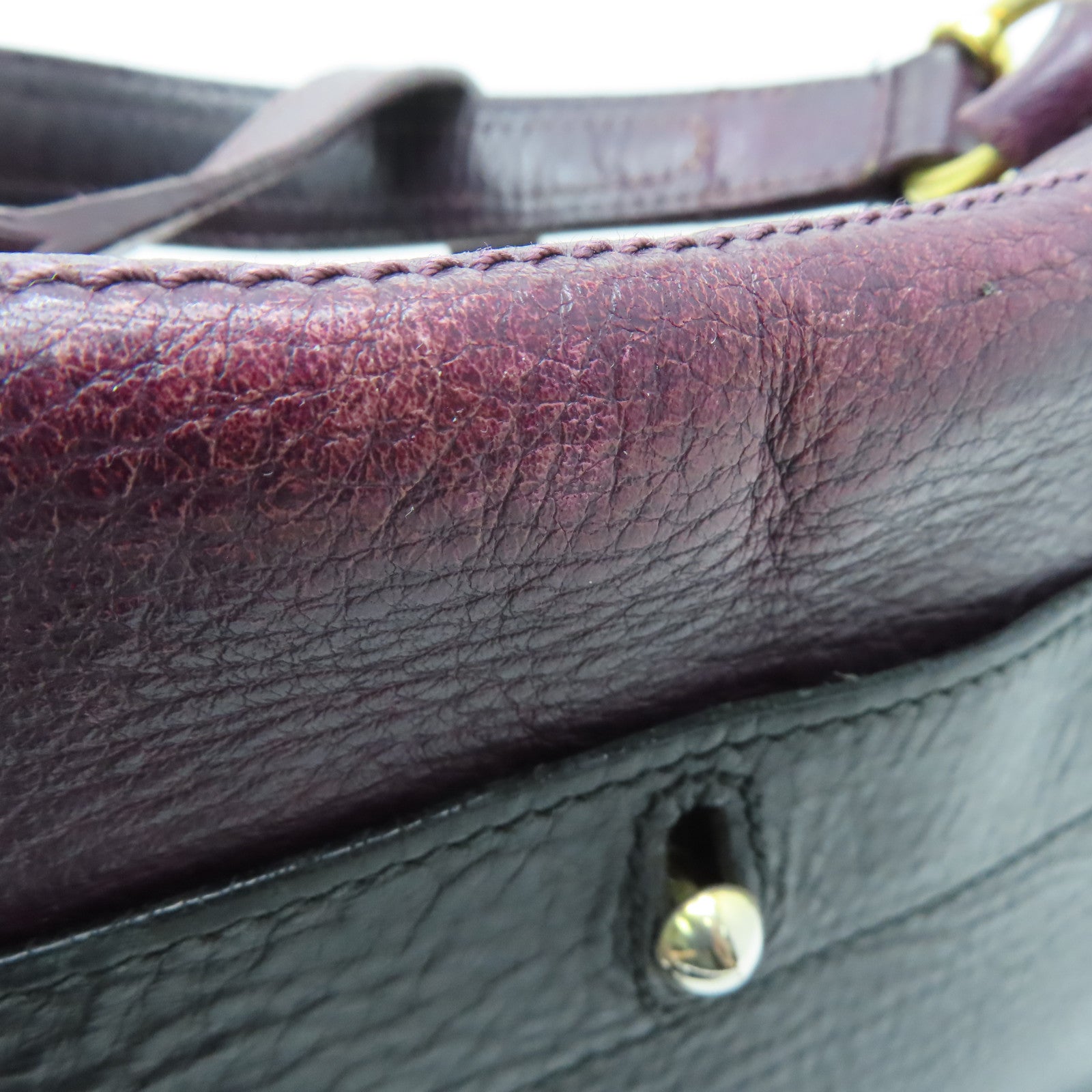 YVES SAINT LAURENT 【激減優惠】牛皮皮革Shoulder Bag手挽肩背兩用袋紫色/黑色