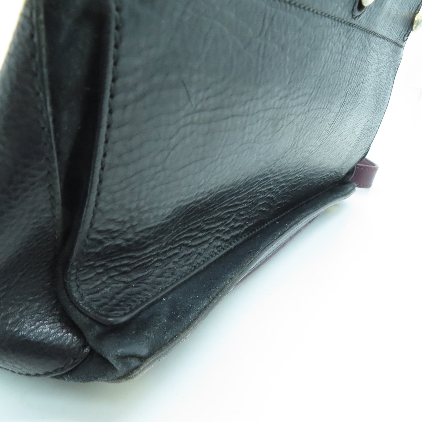 YVES SAINT LAURENT 【激減優惠】牛皮皮革Shoulder Bag手挽肩背兩用袋紫色/黑色