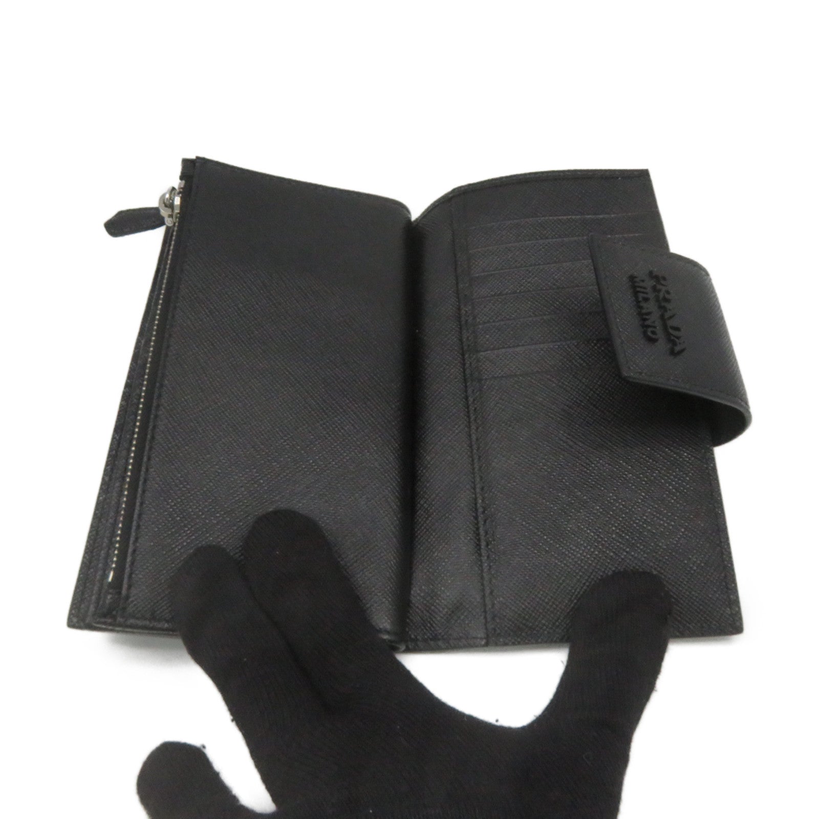 PRADA Saffiano Leather Middle Wallet Black