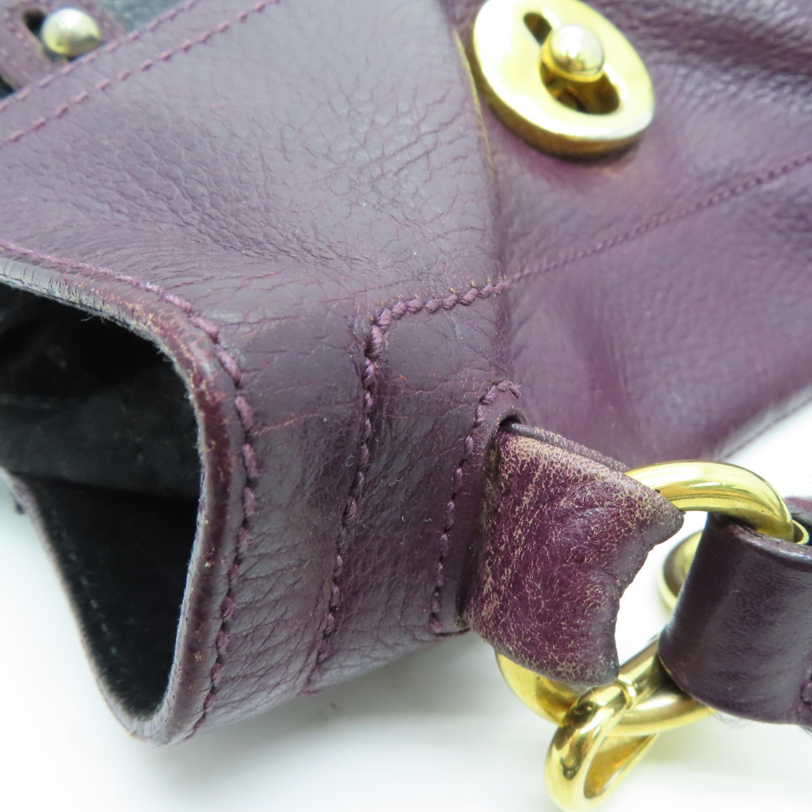 YVES SAINT LAURENT 【激減優惠】牛皮皮革Shoulder Bag手挽肩背兩用袋紫色/黑色