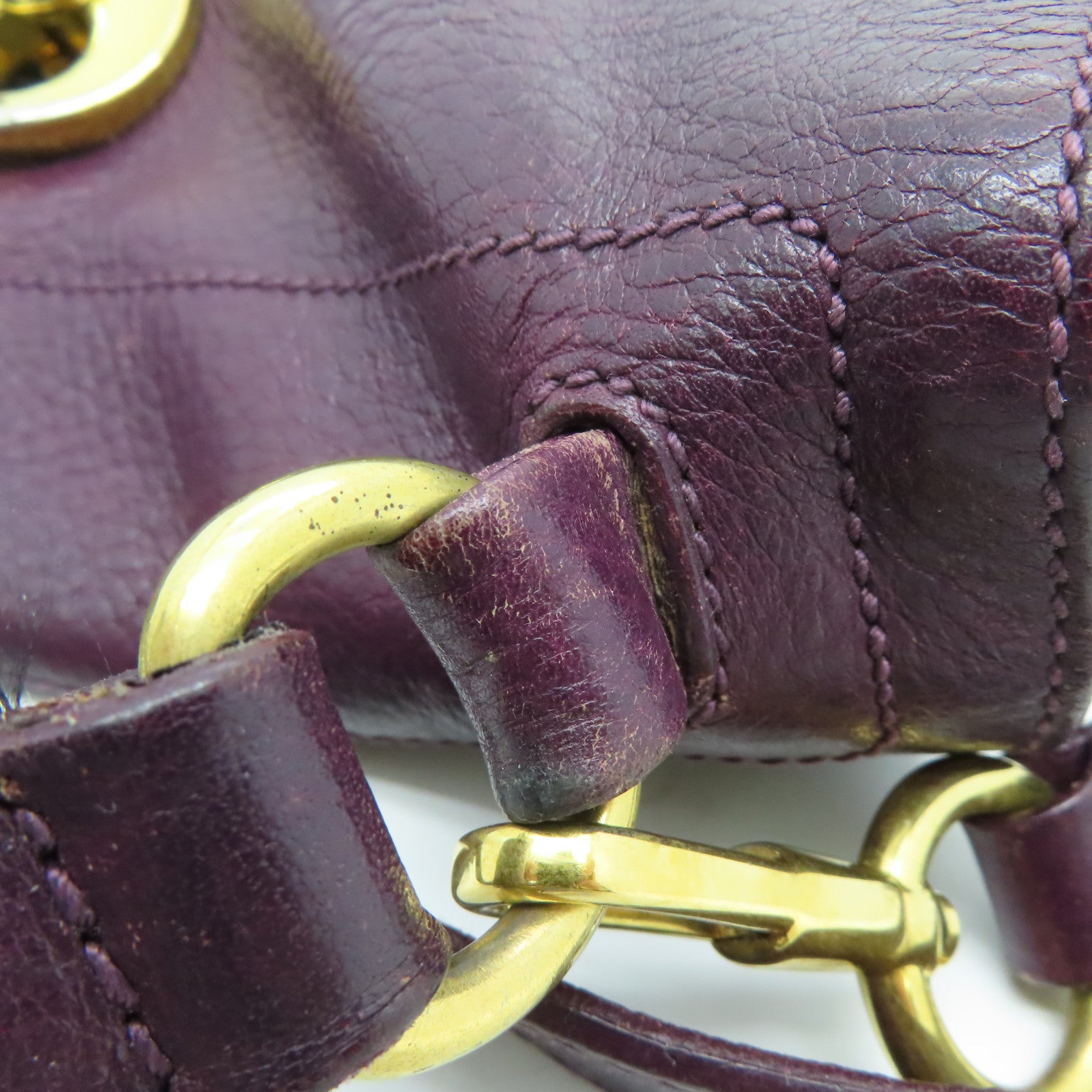 YVES SAINT LAURENT 【激減優惠】牛皮皮革Shoulder Bag手挽肩背兩用袋紫色/黑色