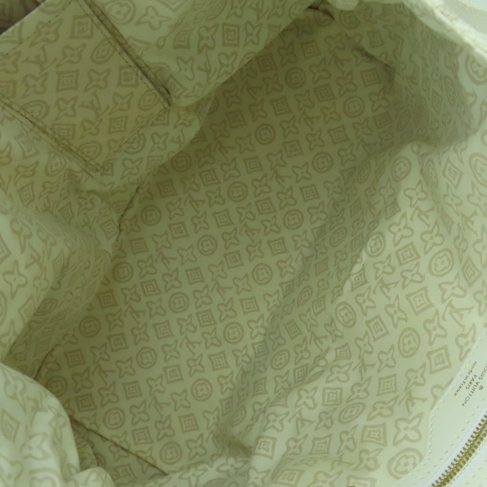 LOUIS VUITTON 帆布/皮革Tahitienne PM金扣手挽袋米色