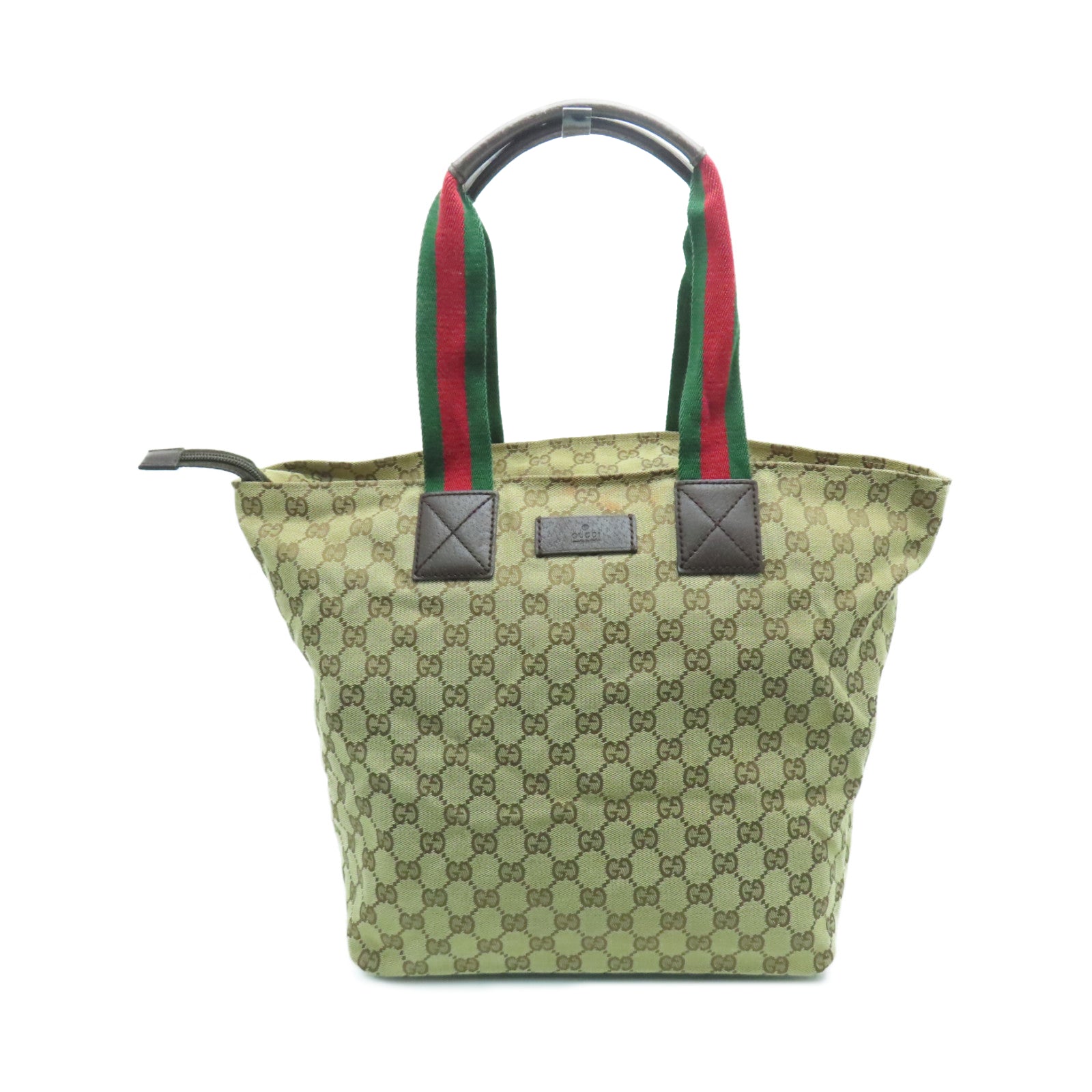 GUCCI 帆布Tote Bag銀扣手挽袋啡色