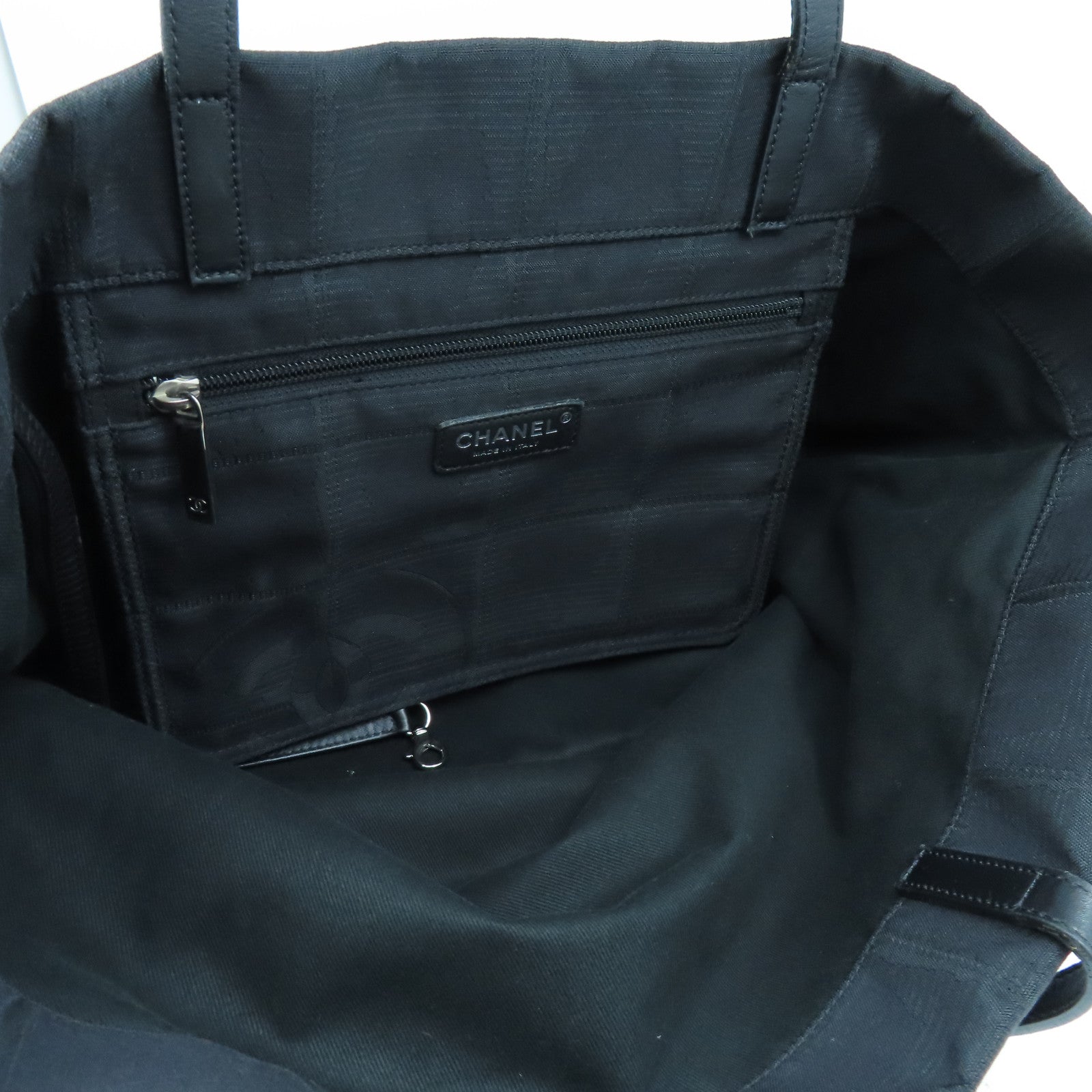 CHANEL 【激減優惠】帆布Tote Bag銀扣手挽袋黑色