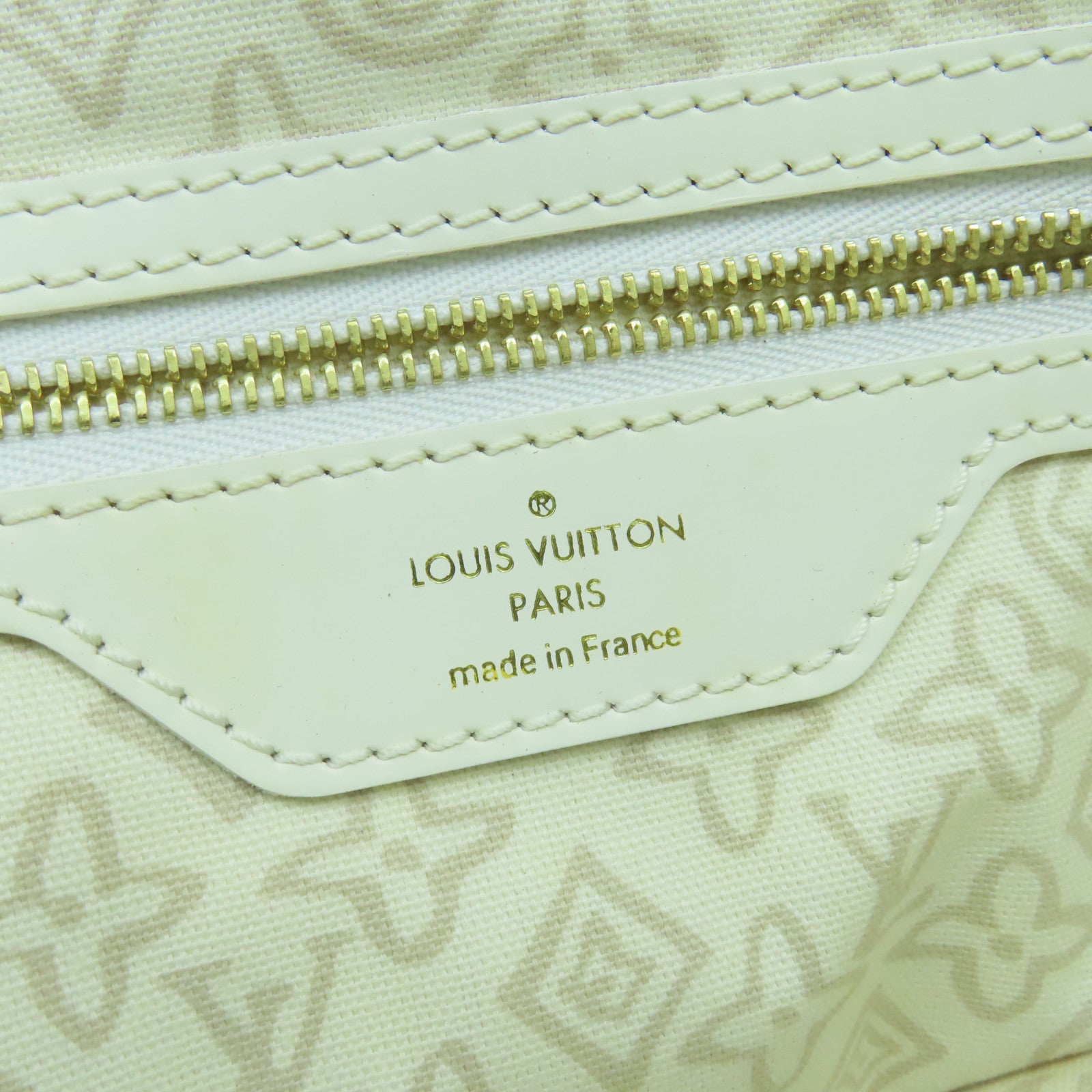 LOUIS VUITTON 帆布/皮革Tahitienne PM金扣手挽袋米色
