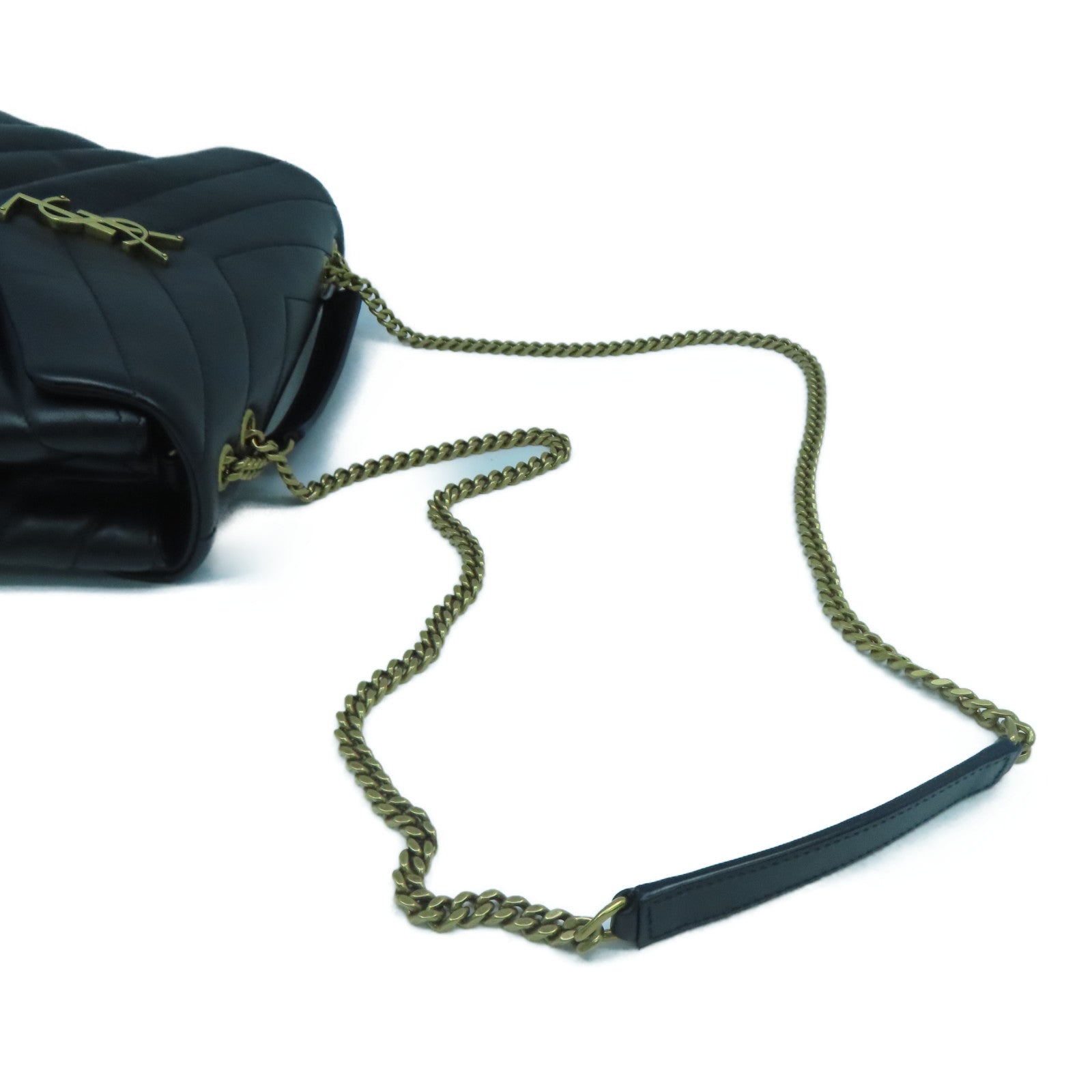 SAINT LAURENT 牛皮皮革Lou Lou金扣鏈帶肩背袋黑色