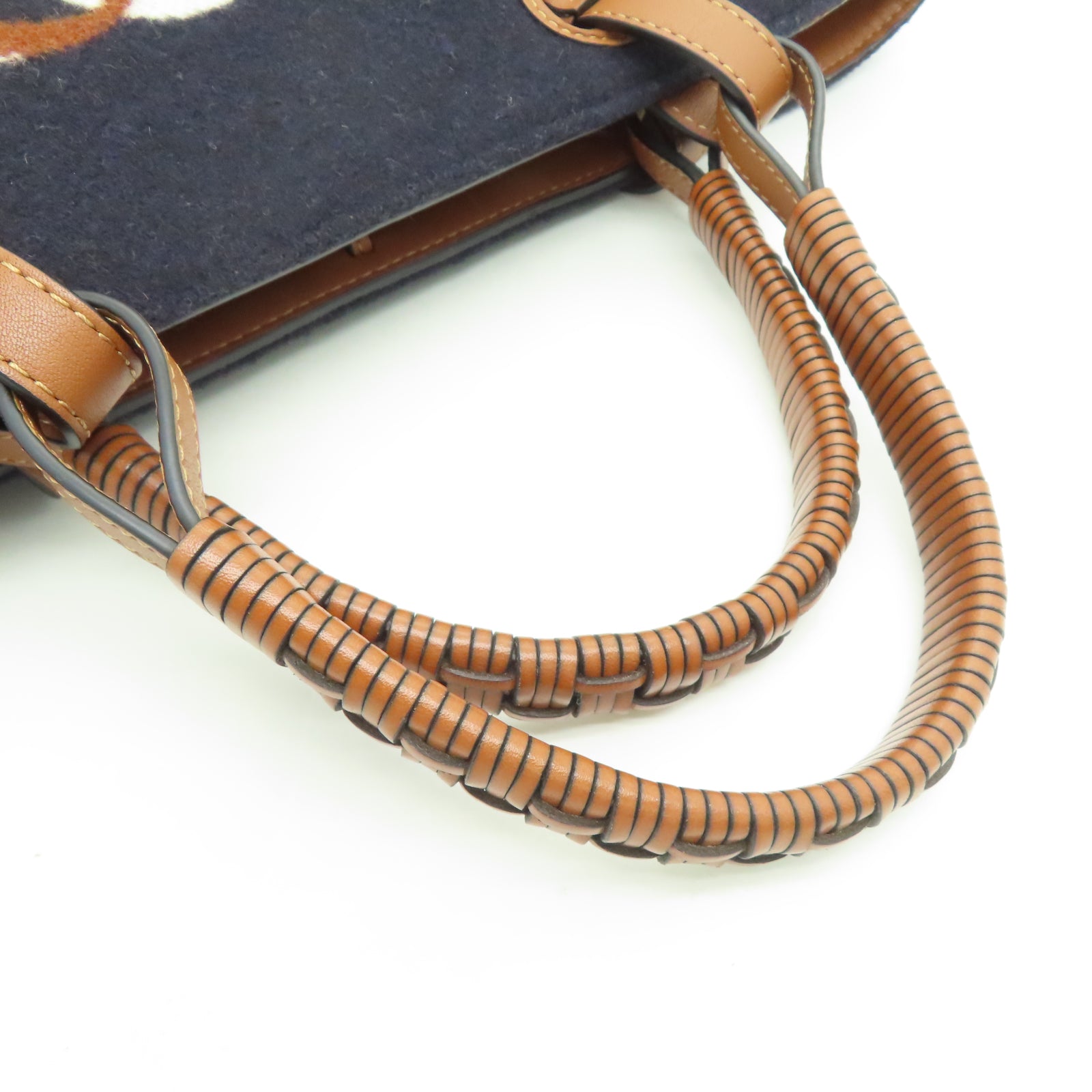 LOEWE Velvet/Cow Leather Anagram Shoulder Bag Black/Brown